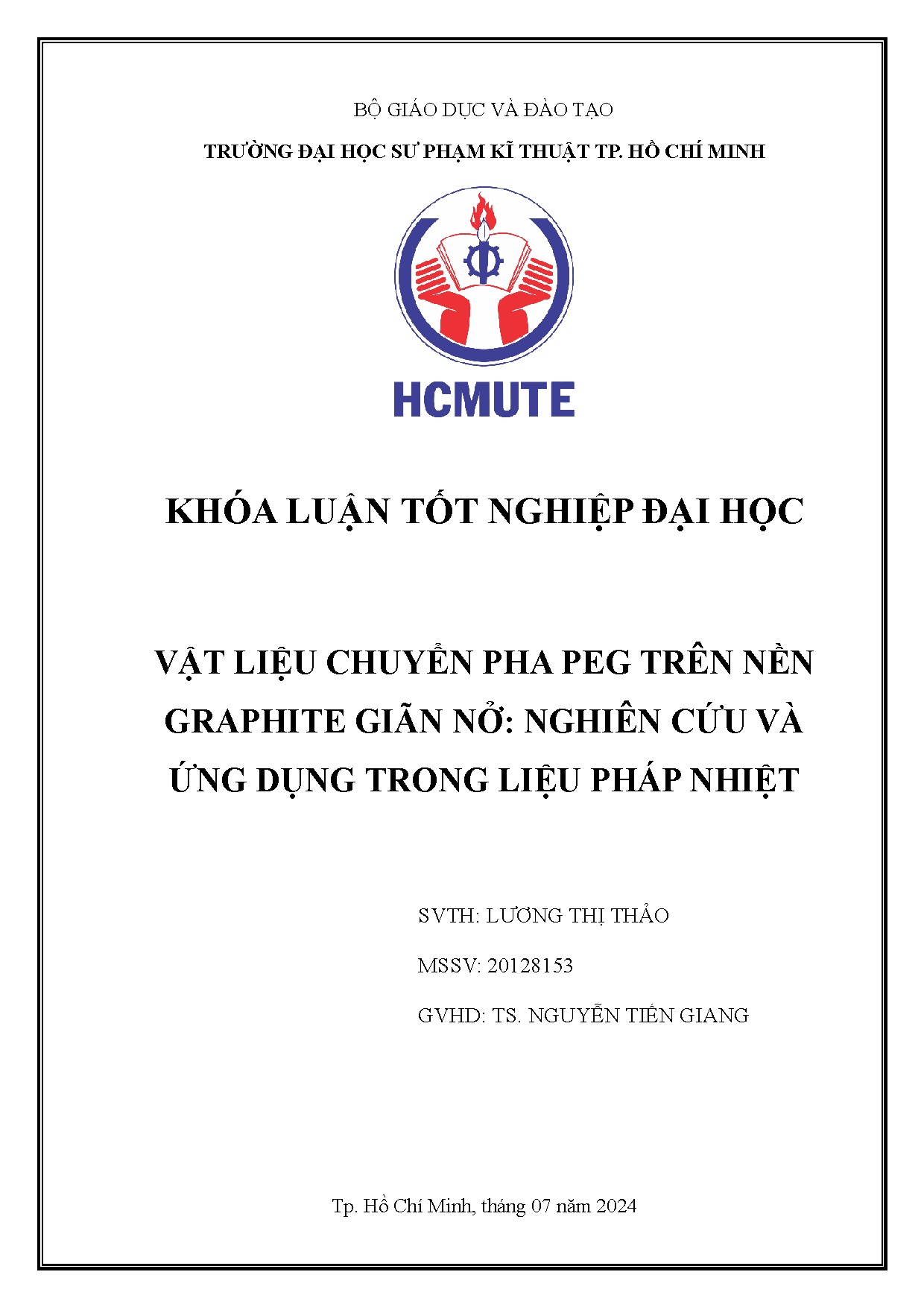 Đồ án tốt nghiệp - Vật liệu chuyển pha Peg trên nền Graphite giãn nở: Nghiên cứu và ứng dụng TLPN