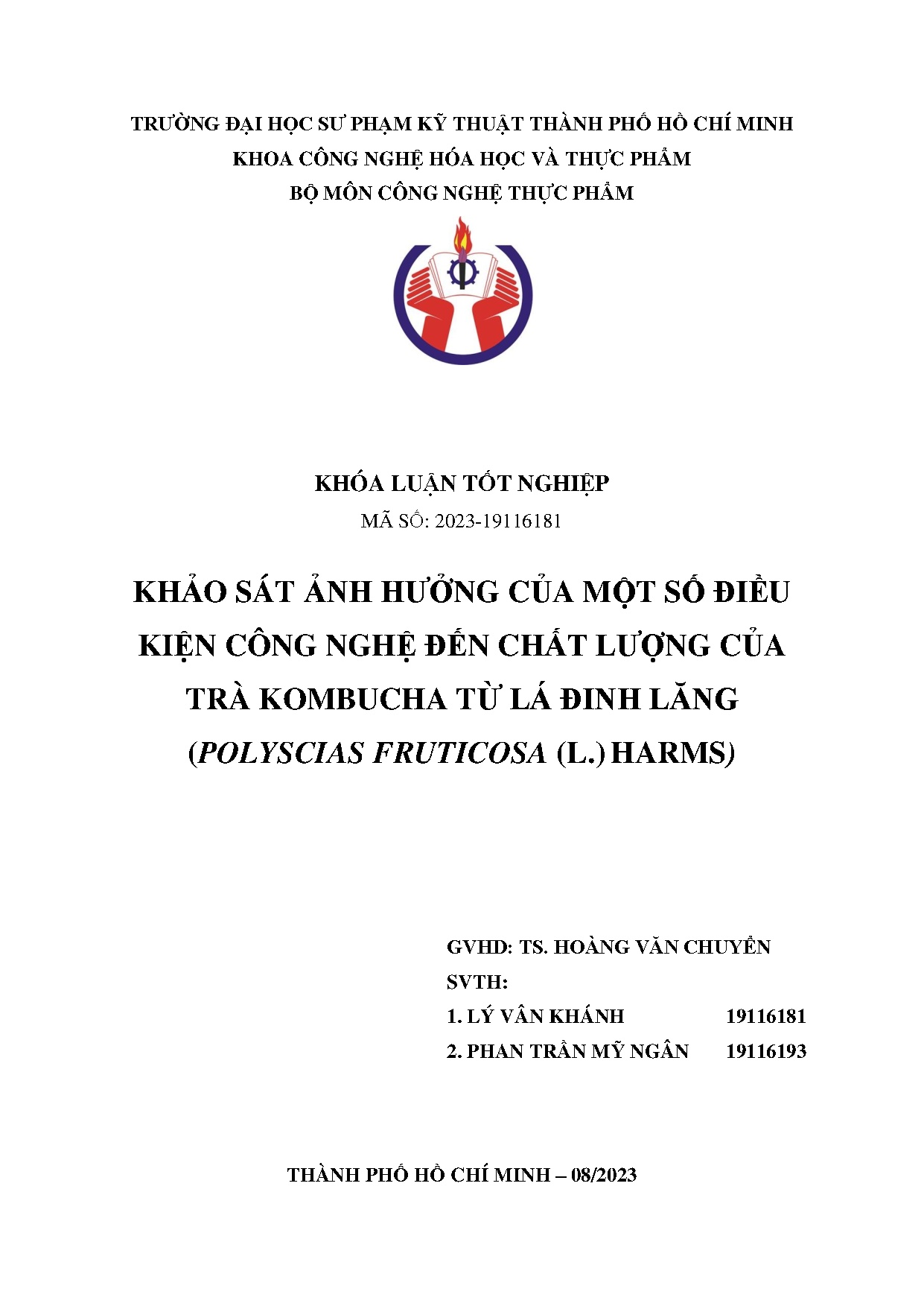 Đồ án tốt nghiệp - Khảo sát ảnh hưởng của một số điều kiện công nghệ đến chất lượng CTKTLĐL ( F ( H