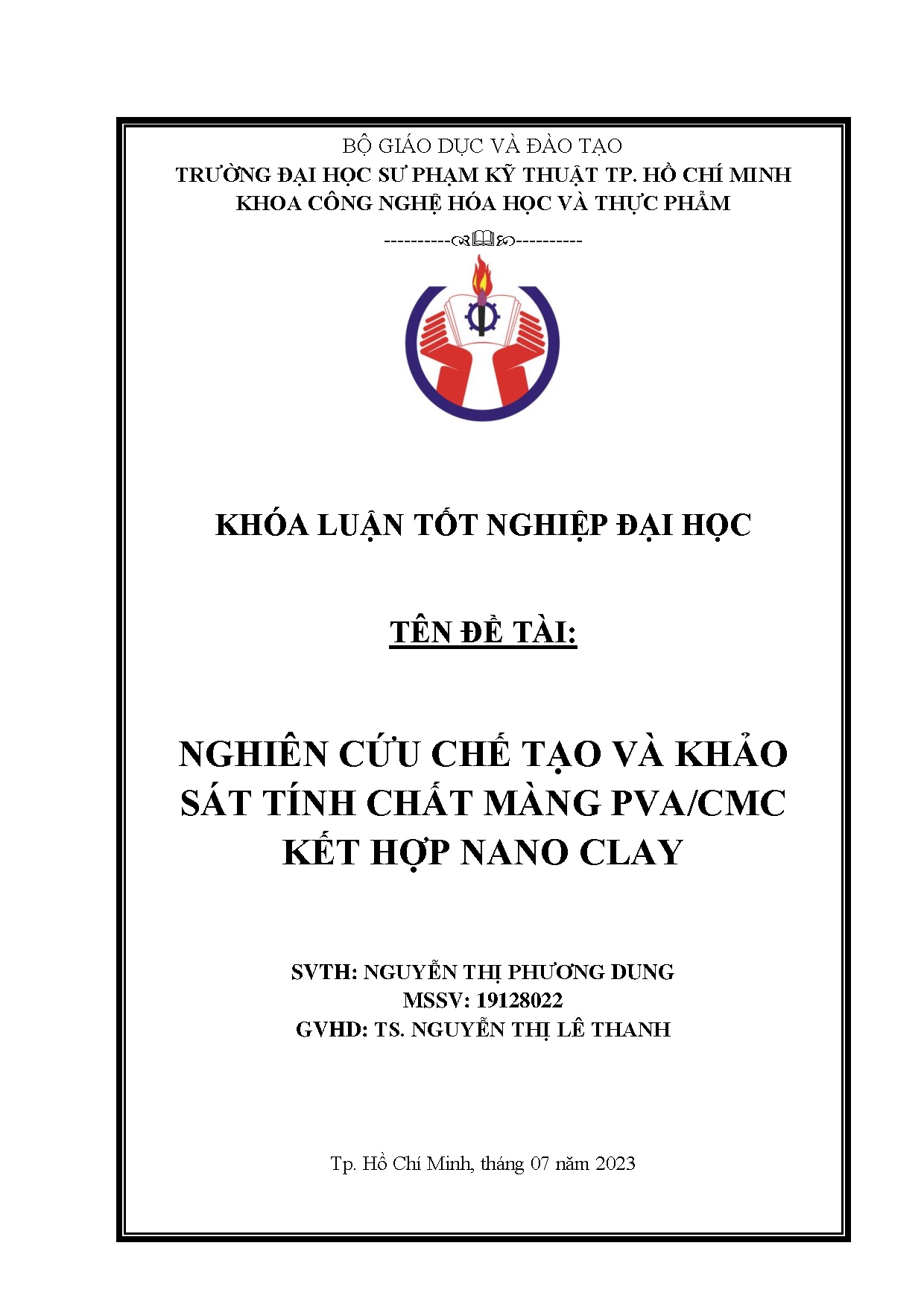 Đồ án tốt nghiệp - Nghiên cứu chế tạo và khảo sát tính chất màng PVA/CMC kết hợp Nano Clay
