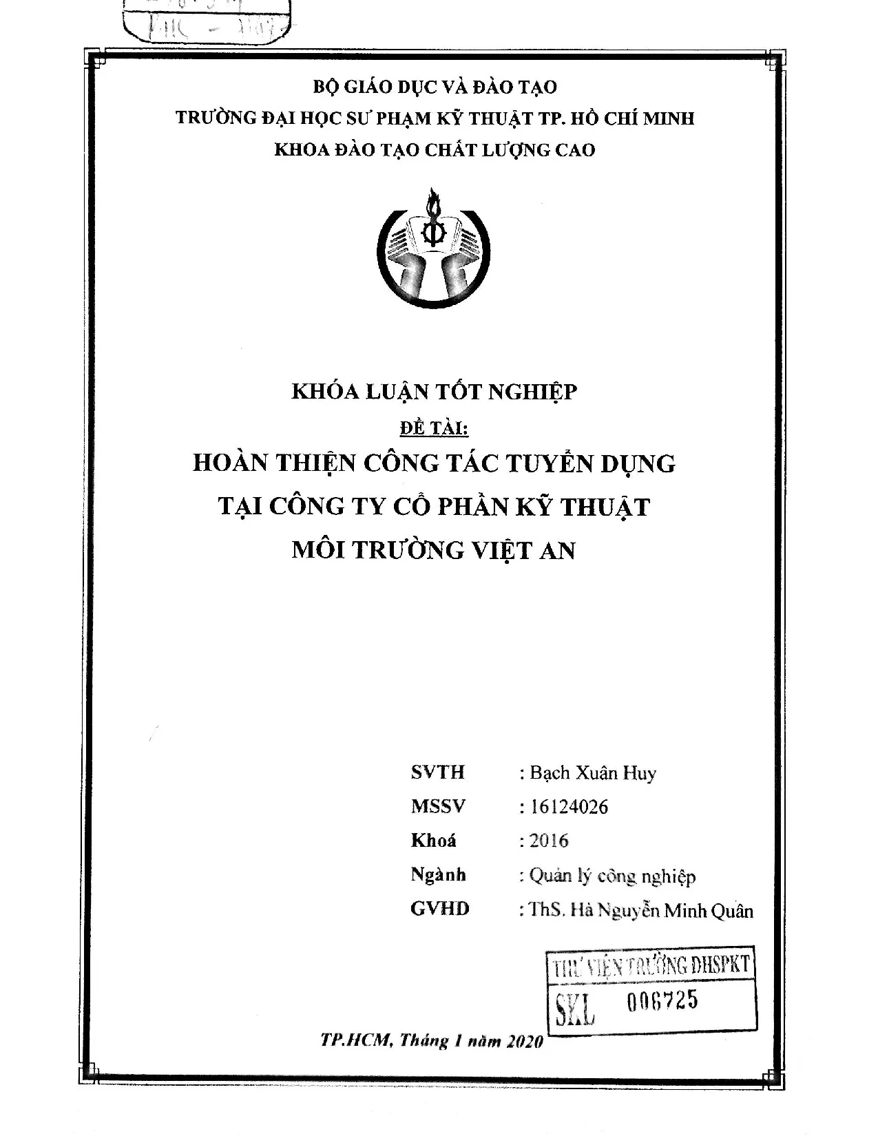 Đồ án tốt nghiệp - Hoàn thiện công tác tuyển dụng tại công ty cổ phần kỹ thuật môi trường Việt An
