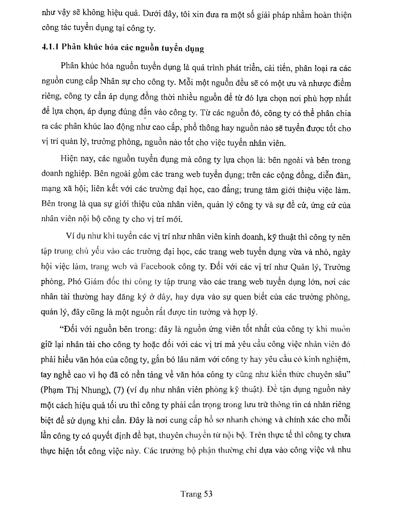 Đồ án tốt nghiệp - Hoàn thiện công tác tuyển dụng tại công ty cổ phần kỹ thuật môi trường Việt An - Trang 63