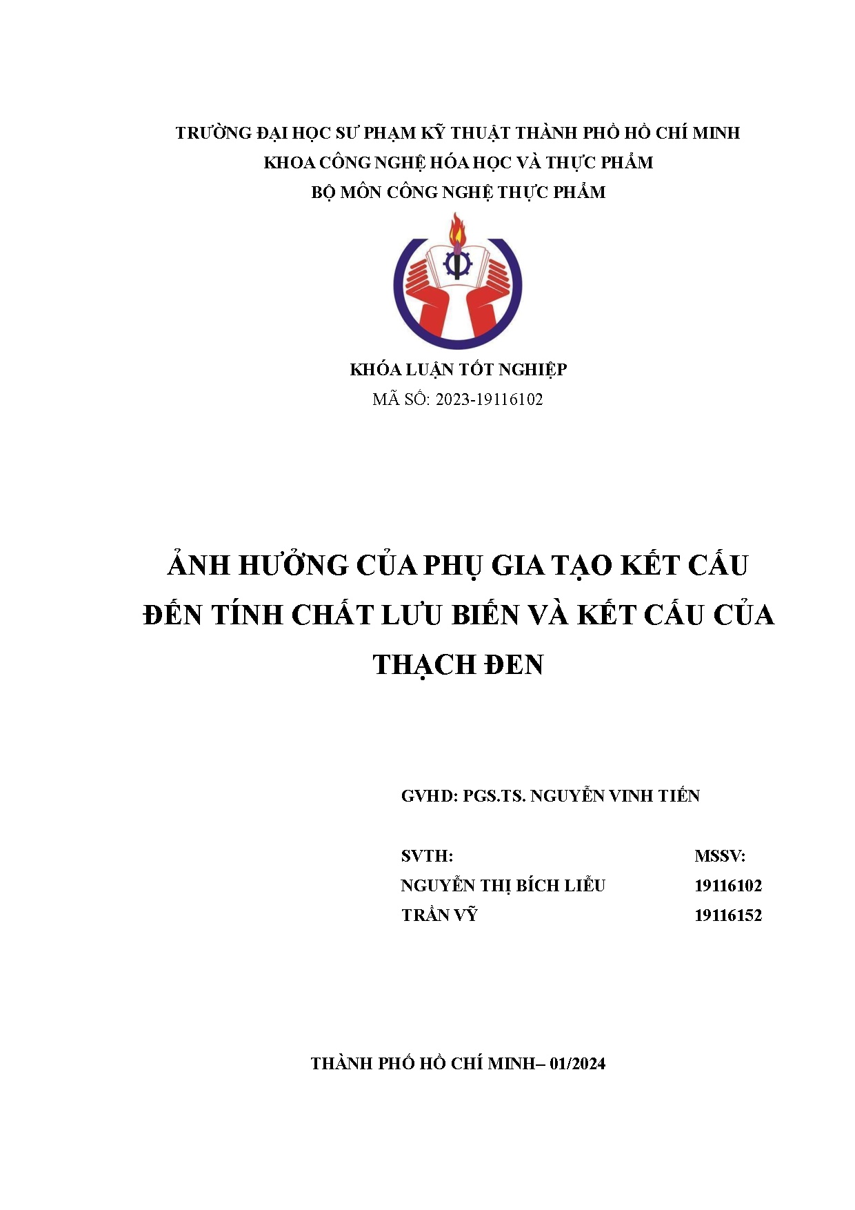 Đồ án tốt nghiệp - Ảnh hưởng của phụ gia tạo kết cấu đến tính chất lưu biến và kết cấu của Thạch Đen