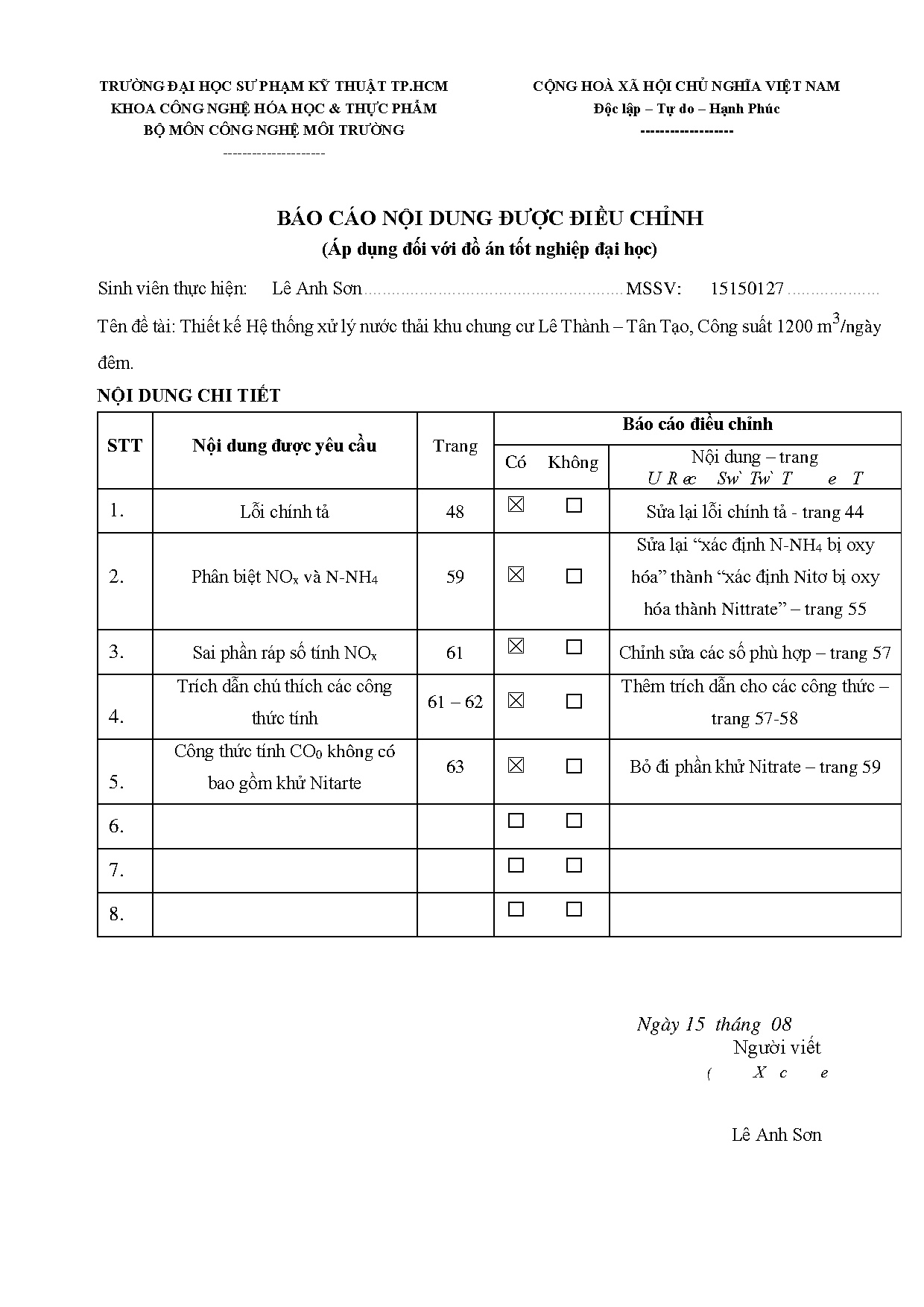 Đồ án tốt nghiệp - Thiết kế hệ thống xử lý nước thải cho khu dân cư Lê Thành Tân Tạo, công suất 1 N