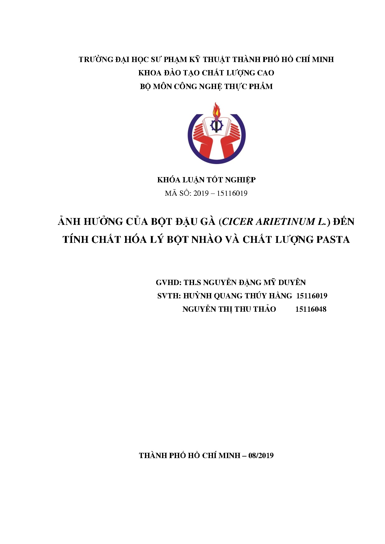 Đồ án tốt nghiệp - Ảnh hưởng của bột đậu gà (Cicer Arietinum L.) đến tính chất hóa lý bột nhào VCLP