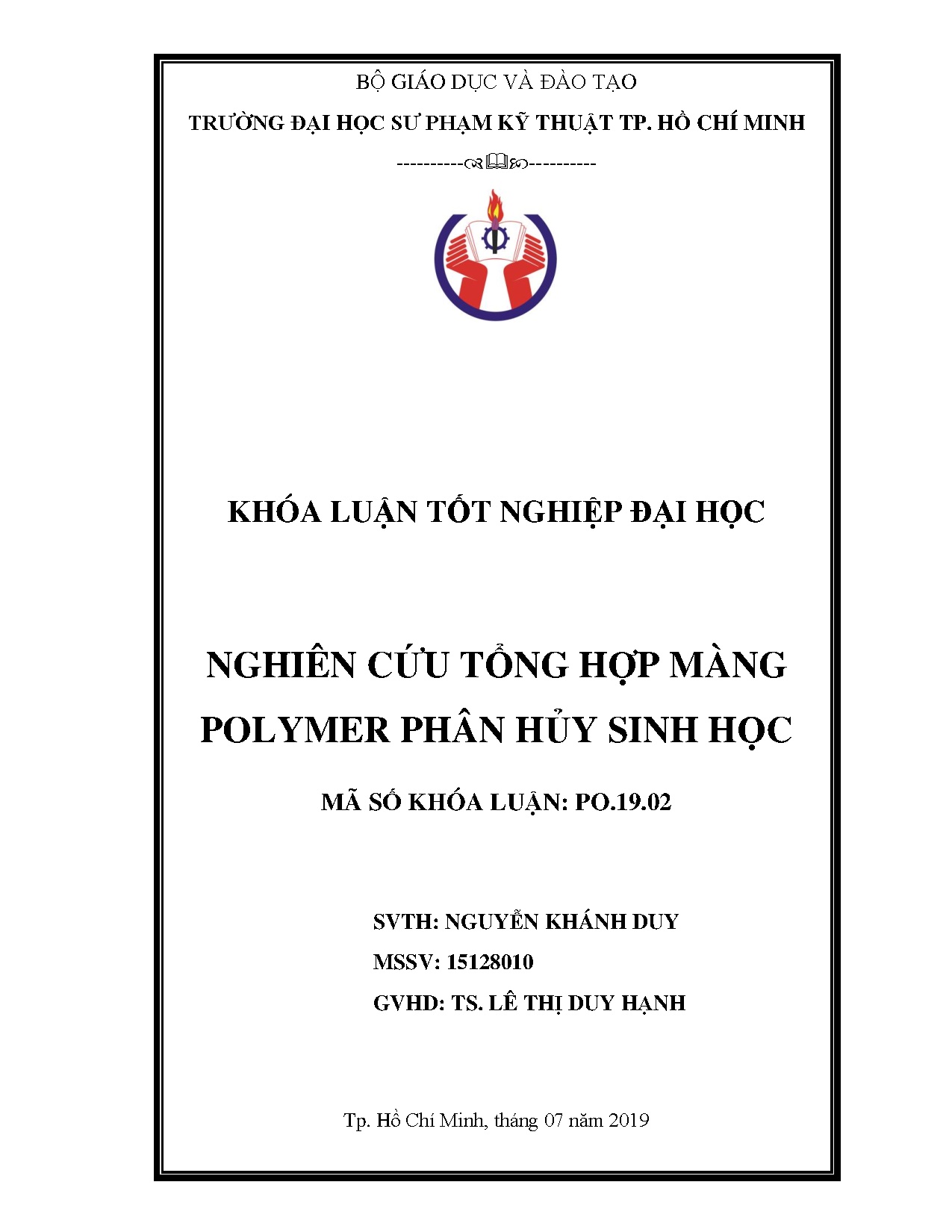 Đồ án tốt nghiệp - Nghiên cứu tổng hợp màng polymer phân hủy sinh học