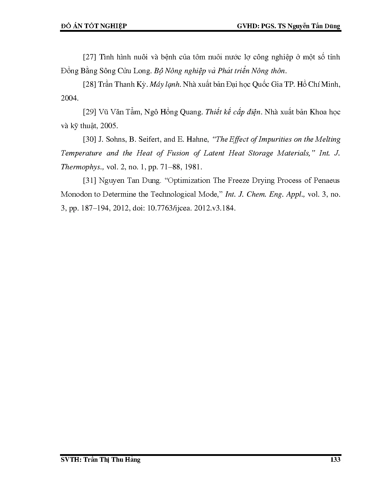 Đồ án tốt nghiệp - Nghiên cứu tính toán thiết kế hệ thống lạnh cấp đông tôm sú IQF, với năng suất 1 - Trang 157