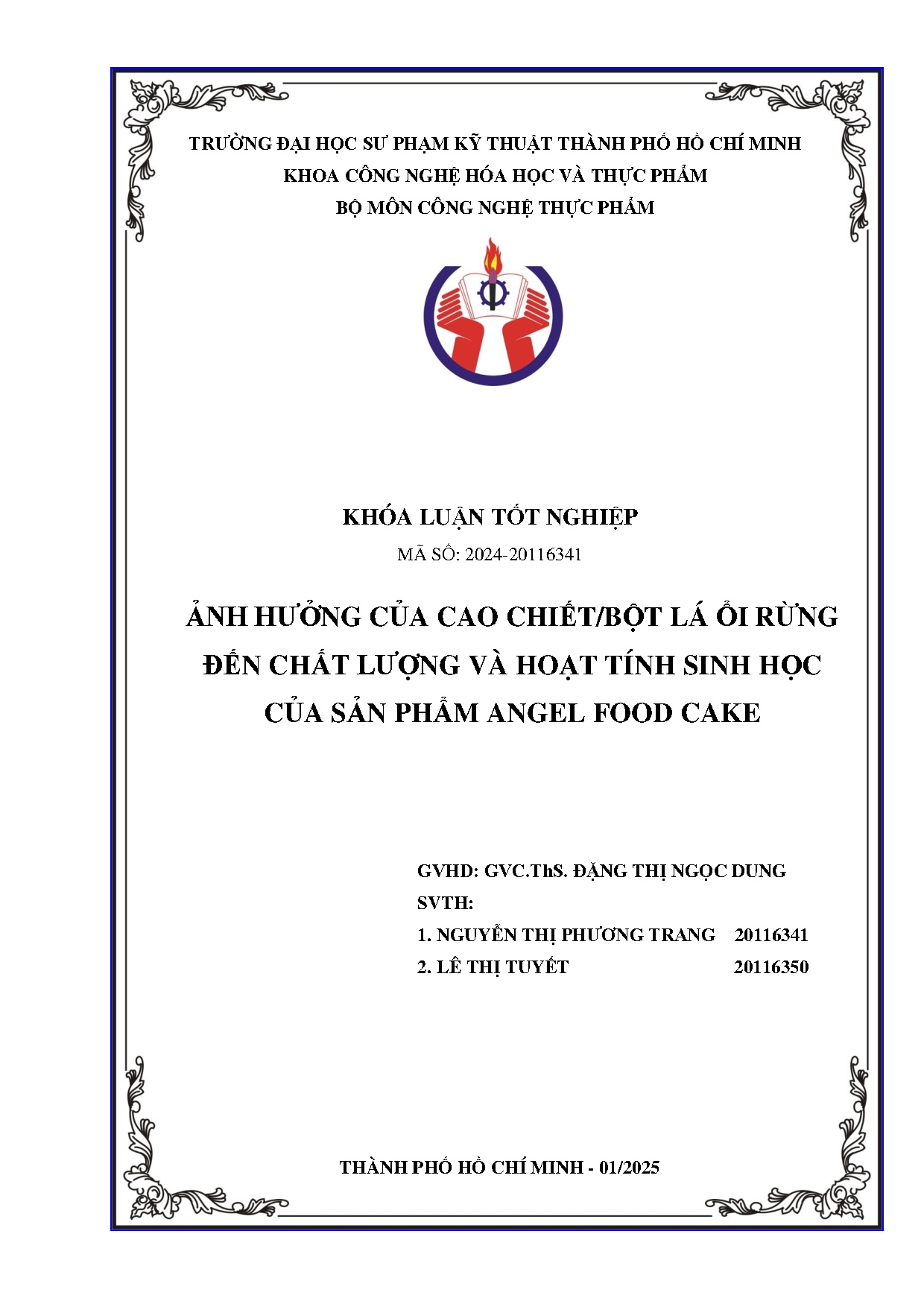 Đồ án tốt nghiệp - Ảnh hưởng của cao chiết/bột lá ổi rừng đến chất lượng và hoạt tính sinh HCSPAFC