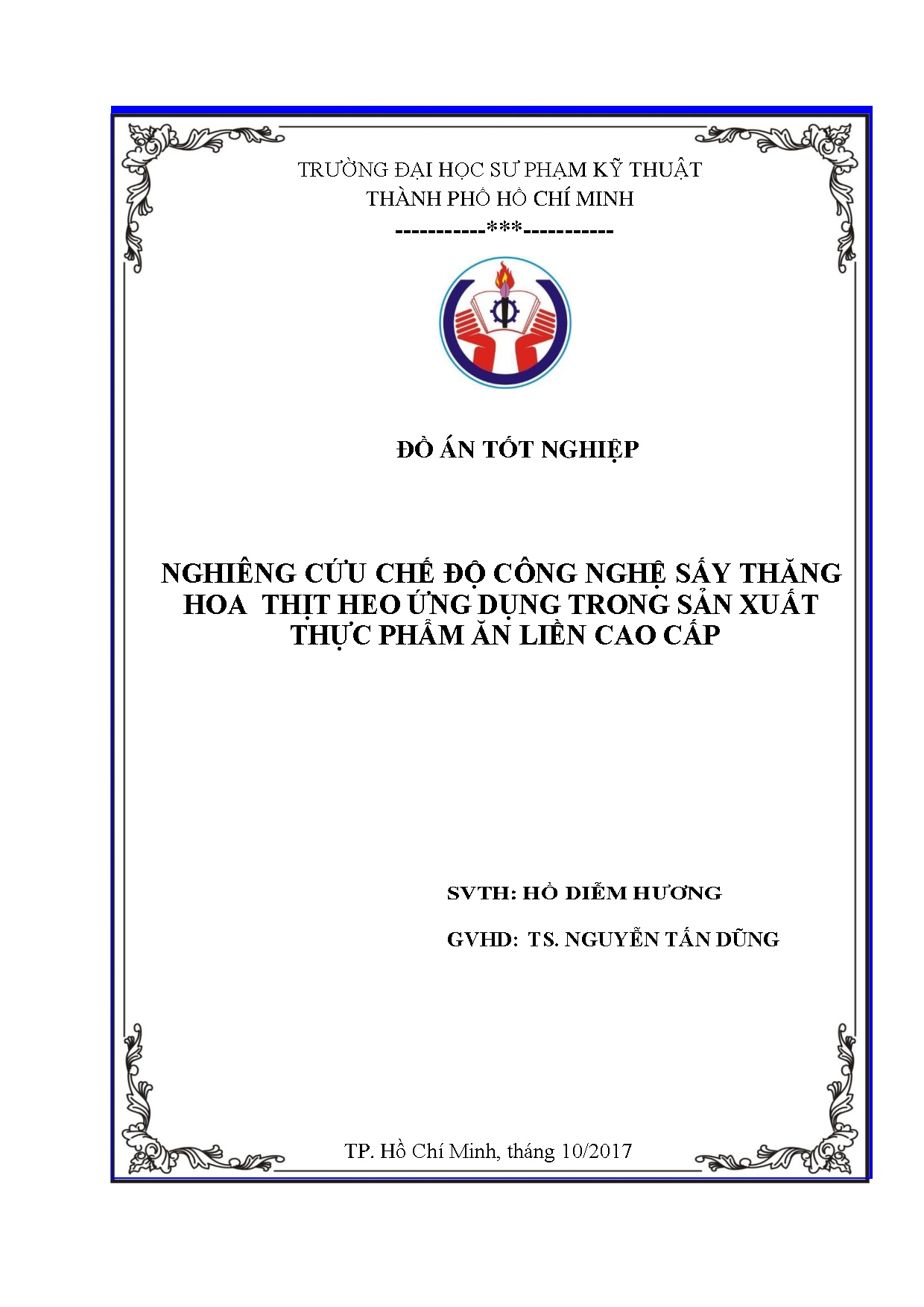 Đồ án tốt nghiệp - Nghiên cứu chế độ công nghệ sấy thăng hoa thịt heo ứng dụng trong sản xuất TPĂLCC