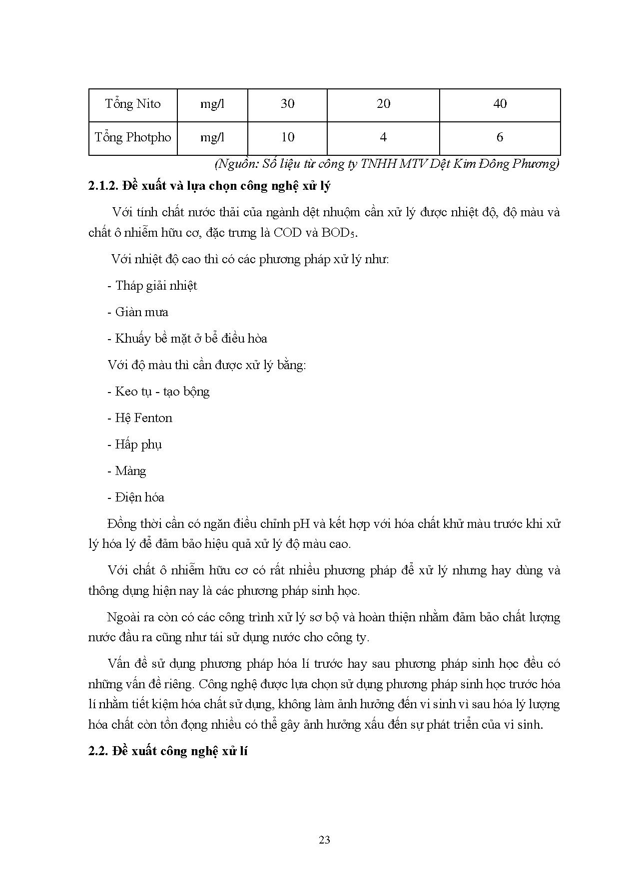 Đồ án tốt nghiệp - Thiết kế hệ thống xử lý nước thải dệt nhuộm công suất 1 MVTSDTT 5 CSCCTTMTVDKĐP - Trang 35