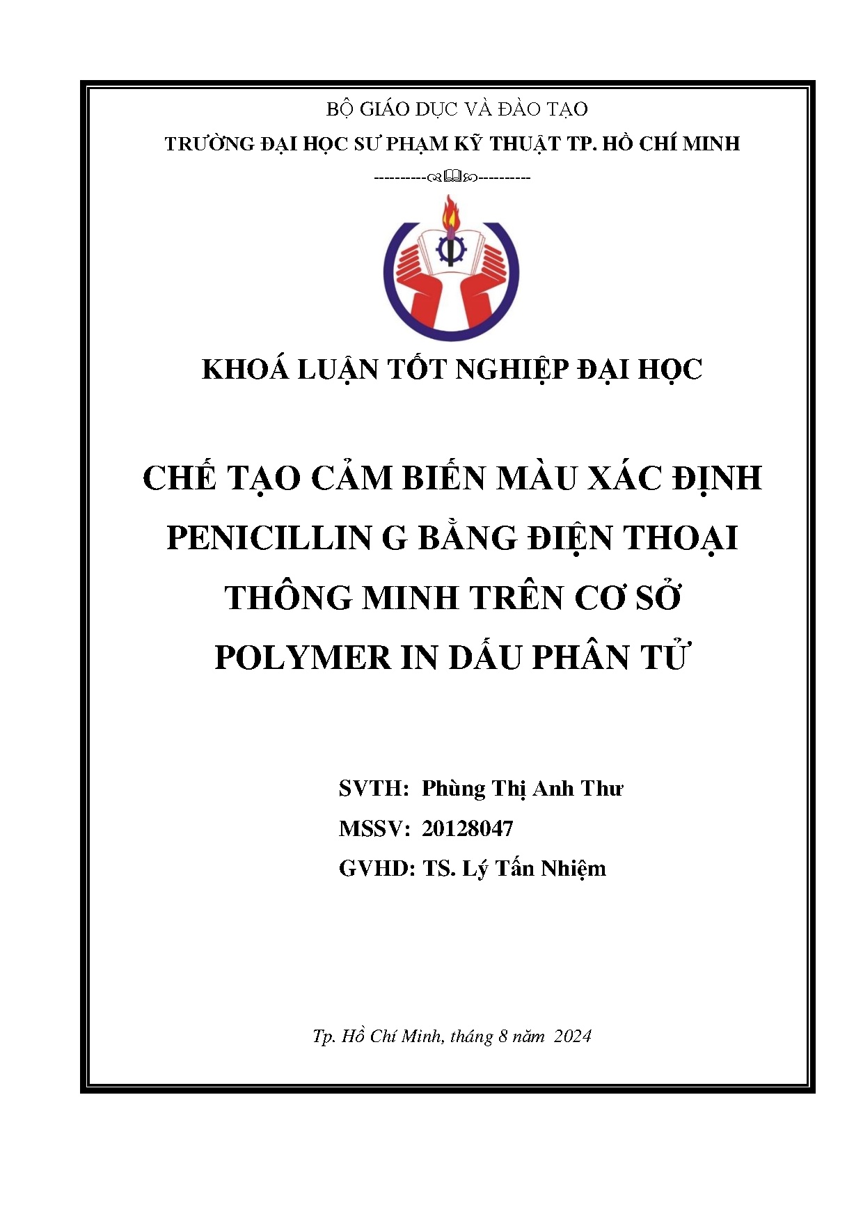 Đồ án tốt nghiệp - Chế tạo cảm biến màu xác định Penicillin G bằng điện thoại thông minh TCSPIDPT