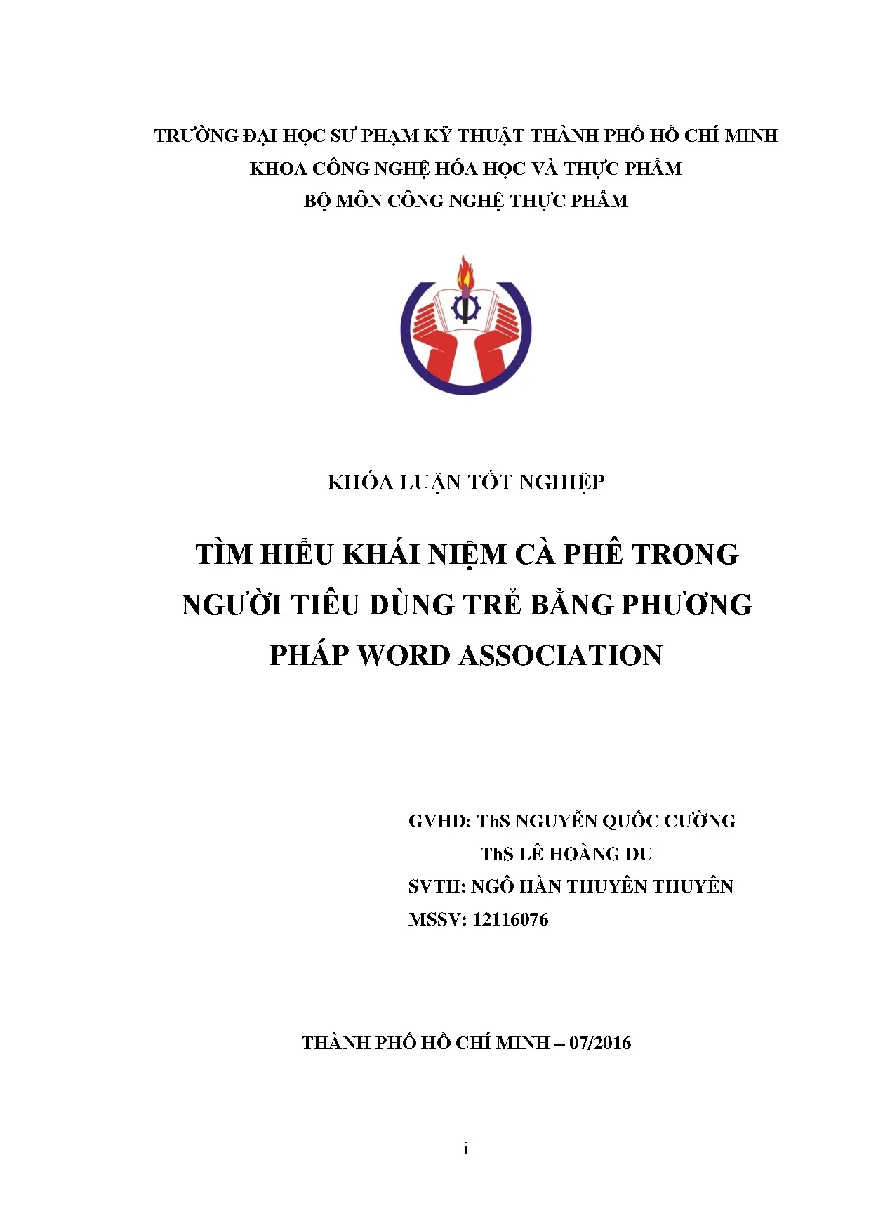 Đồ án tốt nghiệp - Tìm hiểu khái niệm cà phê trong người tiêu dùng trẻ bằng phương pháp Word A