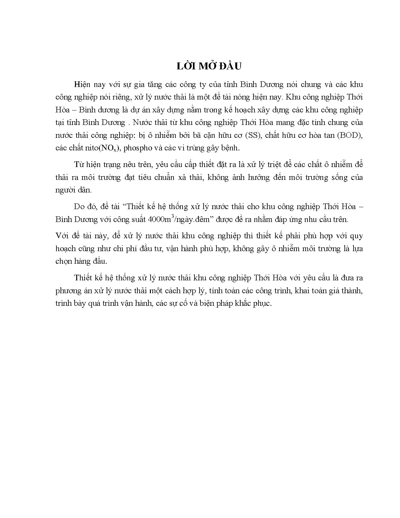 Đồ án tốt nghiệp - Thiết kế hệ thống xử lý nước thải khu công nghiệp Thới Hòa công suất 4000 MĐ