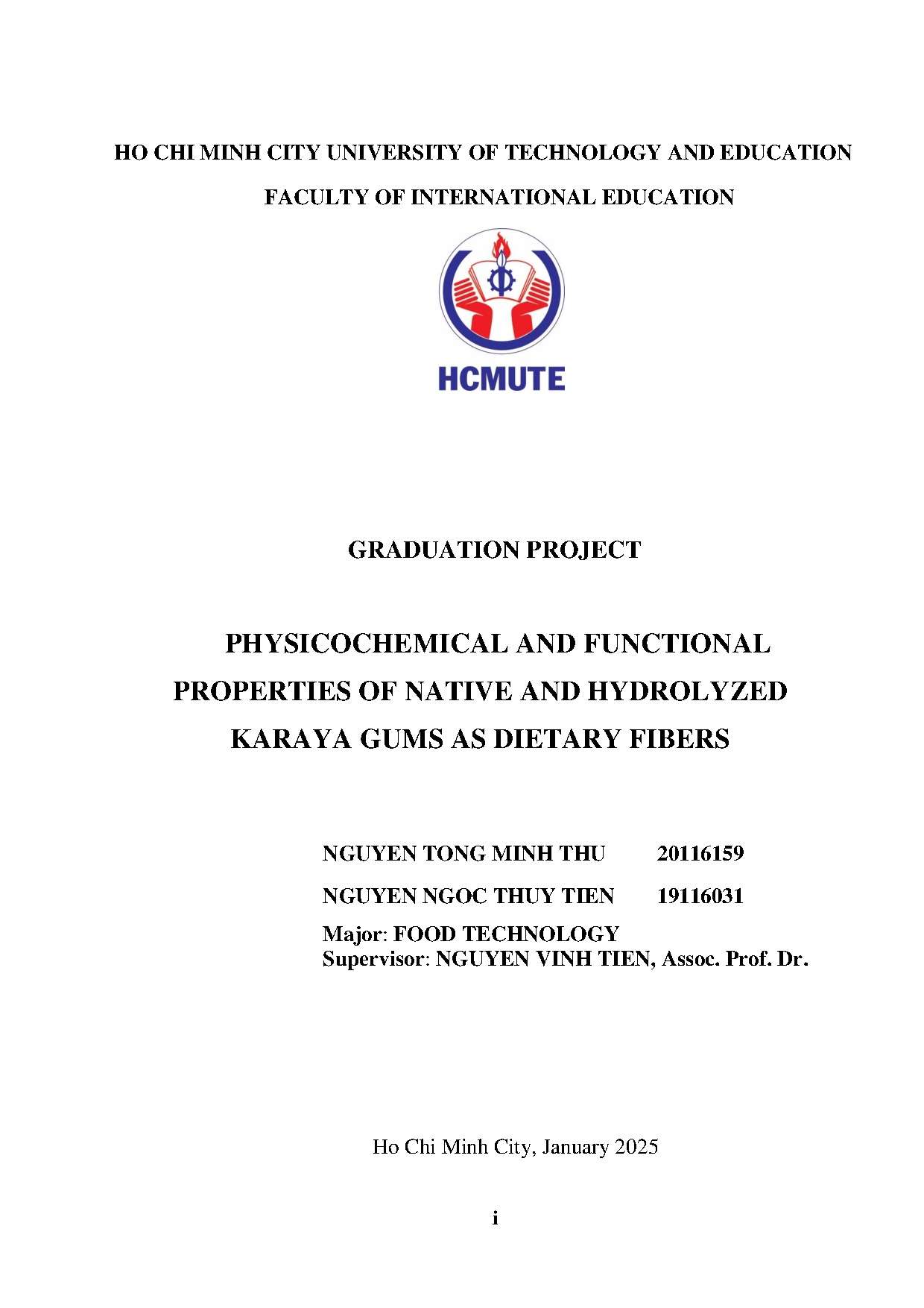 Đồ án tốt nghiệp - Physicochemical and Functional Properties of Native and Hydrolyzed Karaya GADF