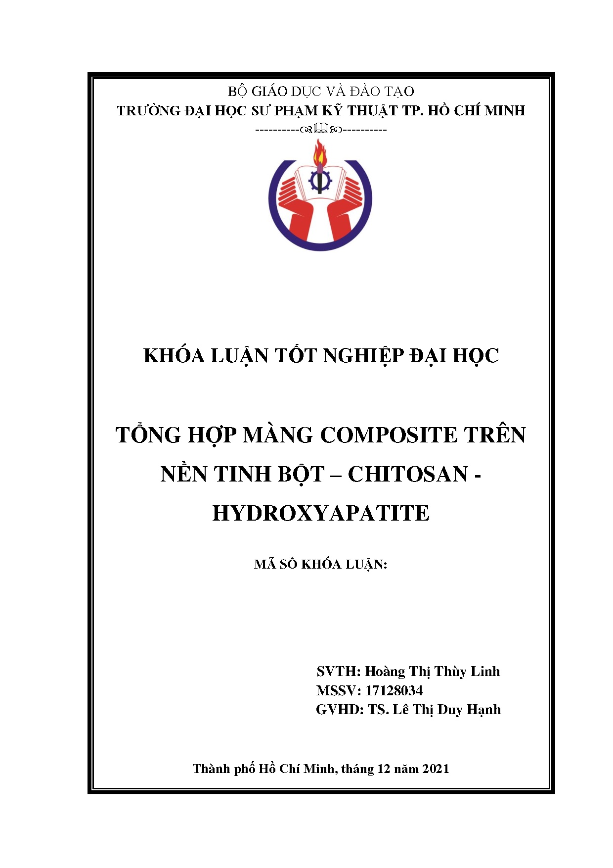 Đồ án tốt nghiệp - Tổng hợp màng composite nền tinh bột-chitosan- hydroxyapatite