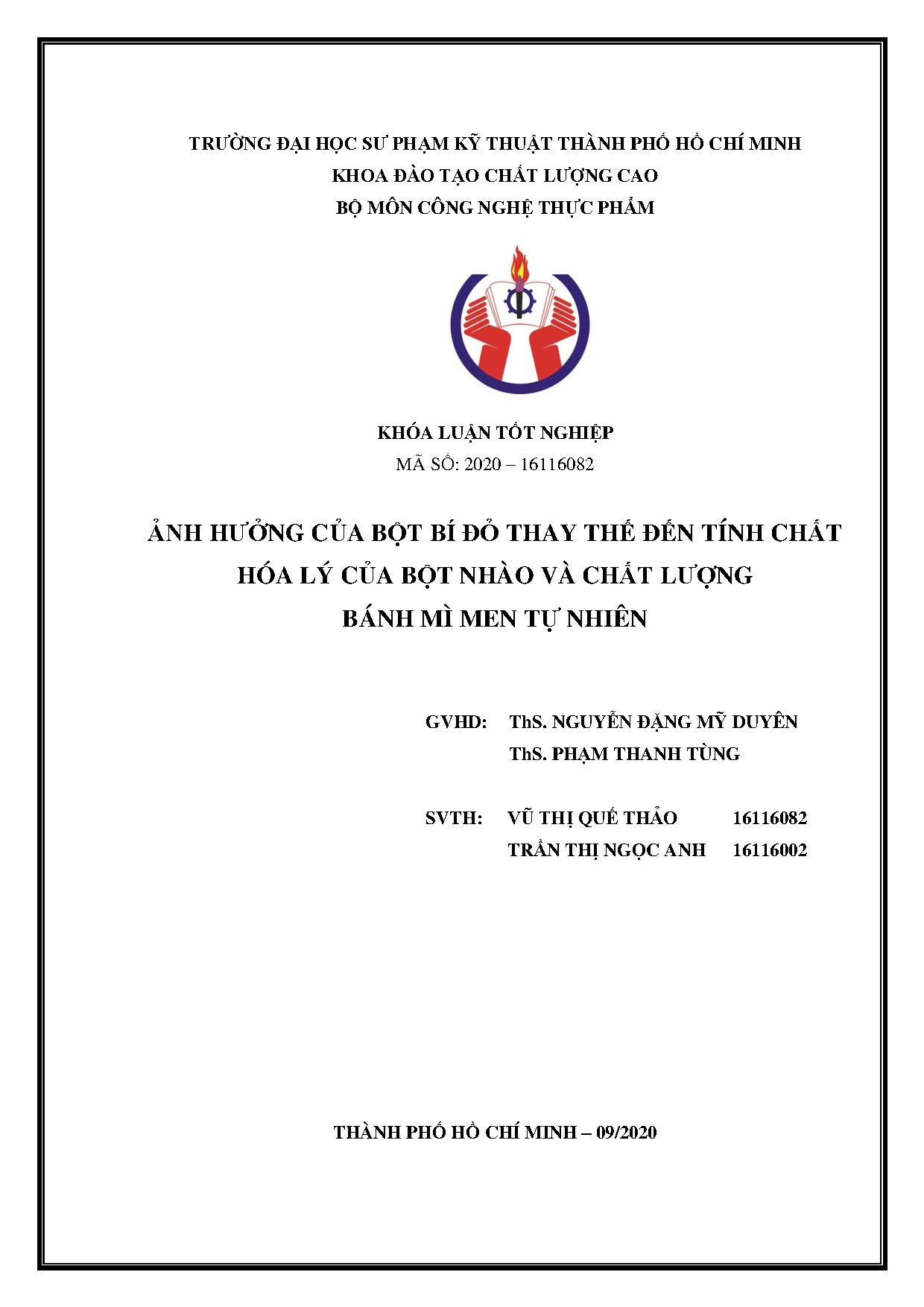 Đồ án tốt nghiệp - Ảnh hưởng của bột bí đỏ thay thế đến tính chất hóa lý của bột nhào và chất LBMMTN