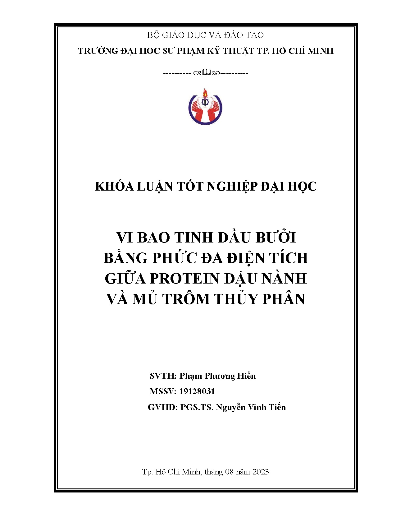 Đồ án tốt nghiệp - Vi bao tinh dầu bưởi bằng phức đa điện tích giữa protein đậu nành và mủ trôm TP