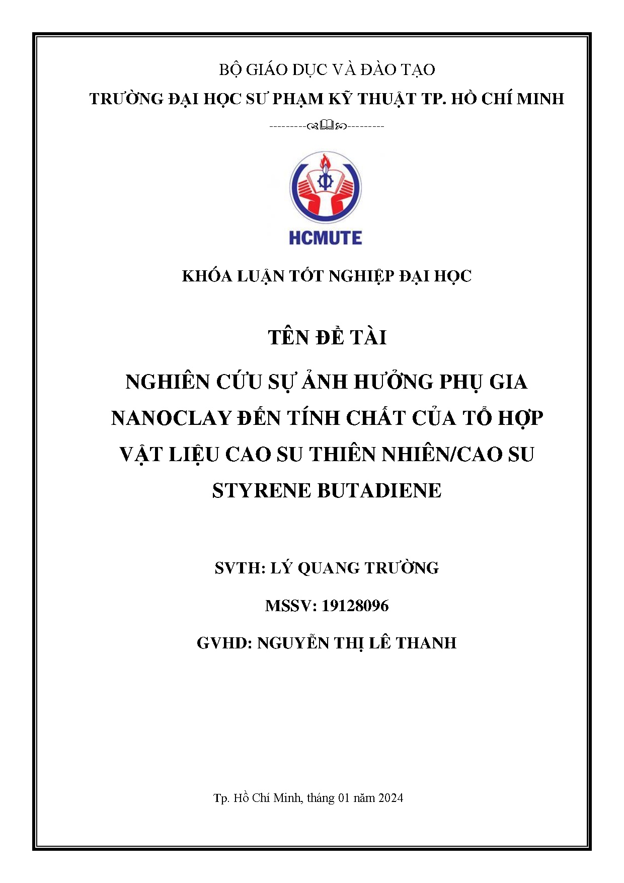 Đồ án tốt nghiệp - Nghiên cứu sự ảnh hưởng phụ gia Nanoclay đến tính chất của tổ hợp vật LCSTNSSB