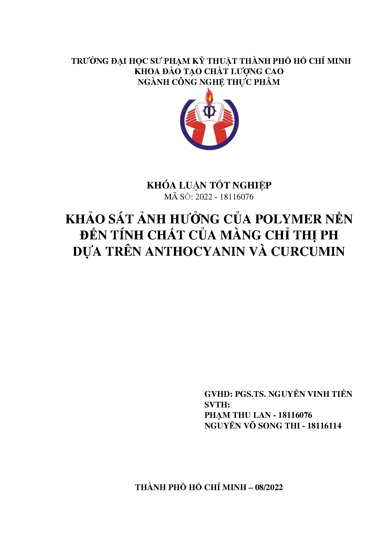 Đồ án tốt nghiệp - Khảo sát ảnh hưởng của Polymer nền đến tính chất của màng chỉ thị pH dựa trên AVC