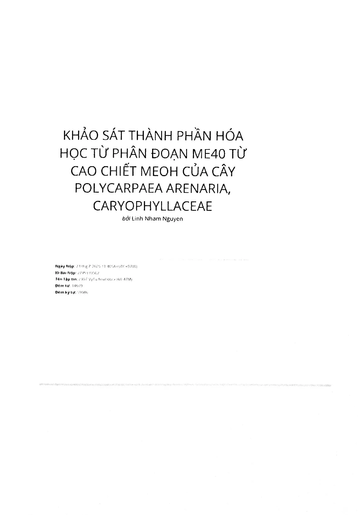 Đồ án tốt nghiệp - Khảo sát thành phần hóa học từ phân đoạn Me40 từ cao chiết MeOH của cây PAC - Trang 4