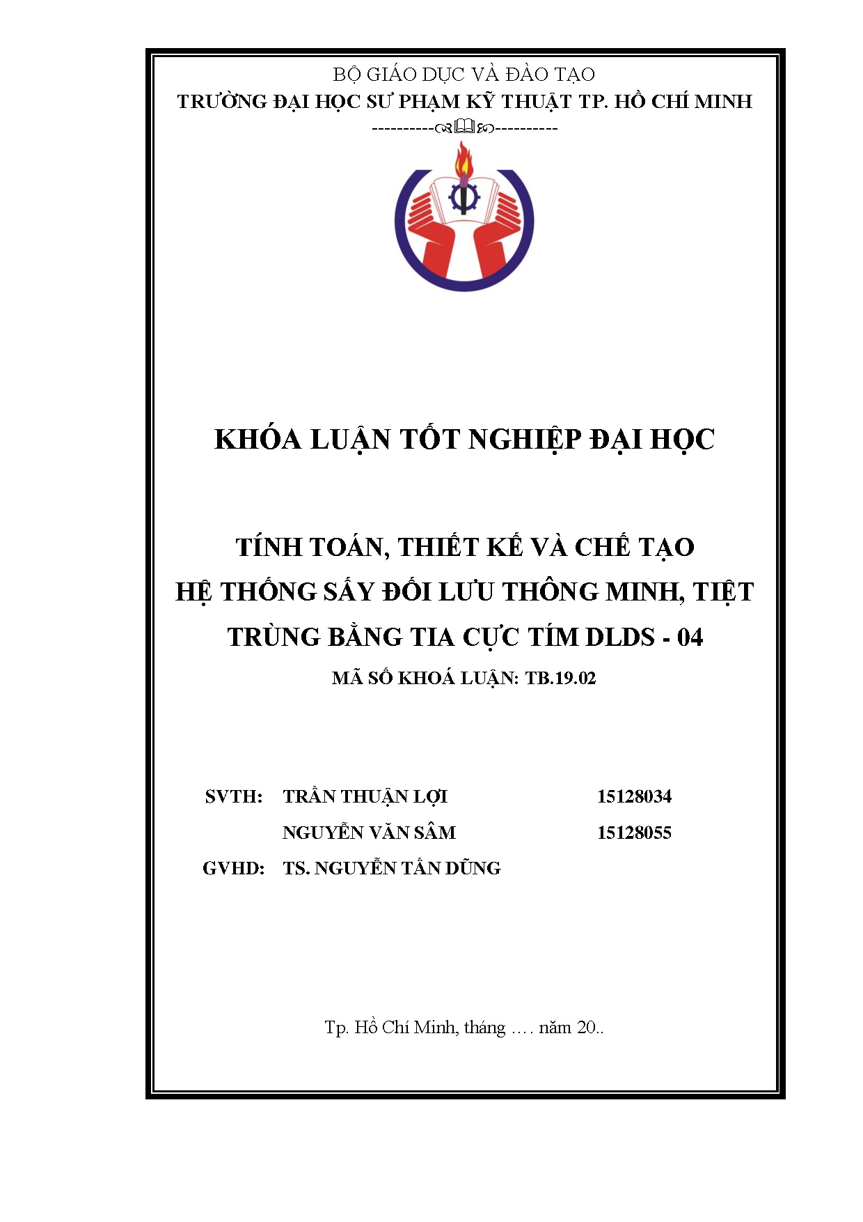 Đồ án tốt nghiệp - Tính toán, thiết kế và chế tạo hệ thống sấy đối lưu thông minh, tiệt TBTCTD - 0