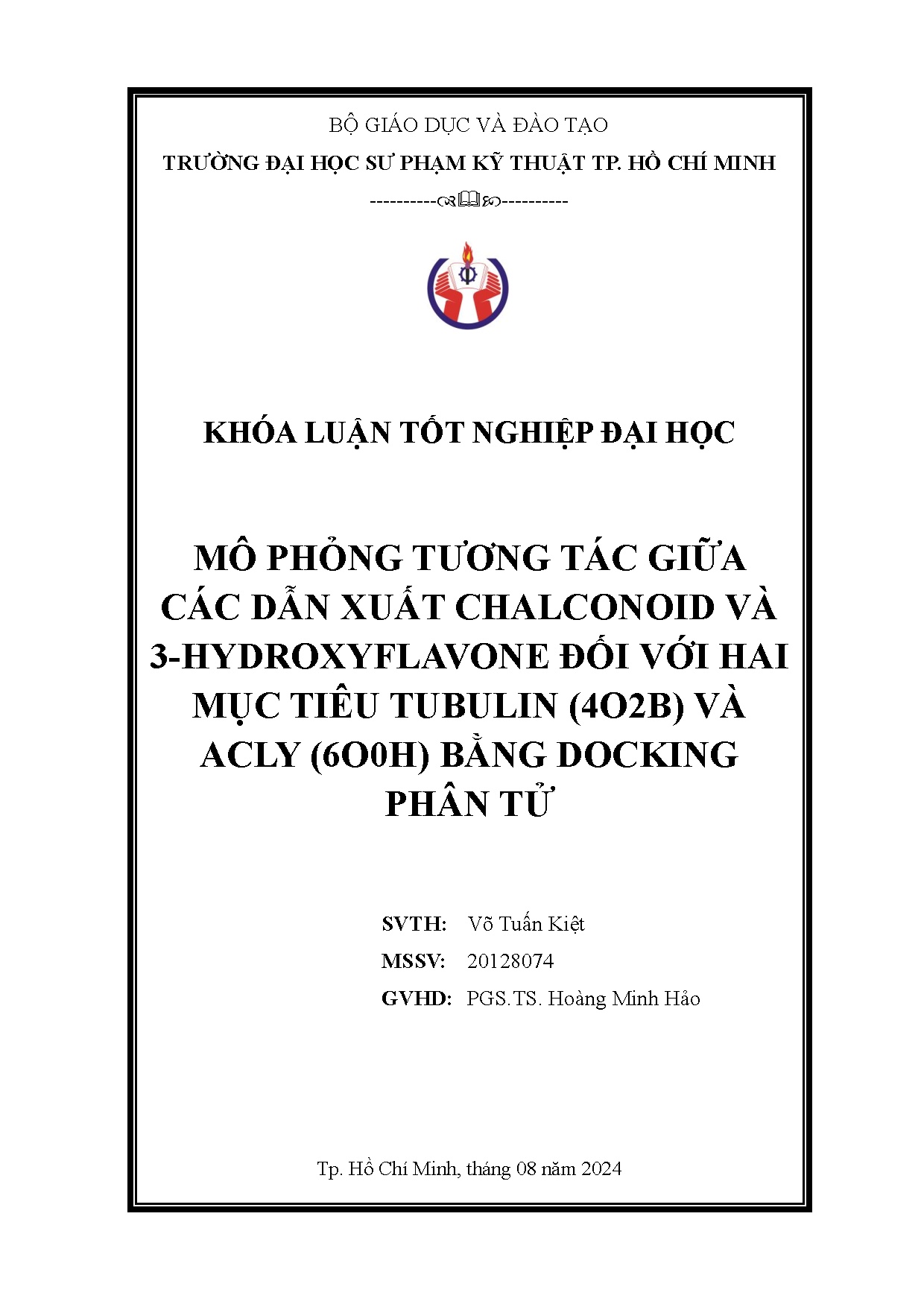 Đồ án tốt nghiệp - Mô phỏng tương tác giữa các dẫn xuất Chalconoid và 3 ĐVHMTT ( VA ( BDPT