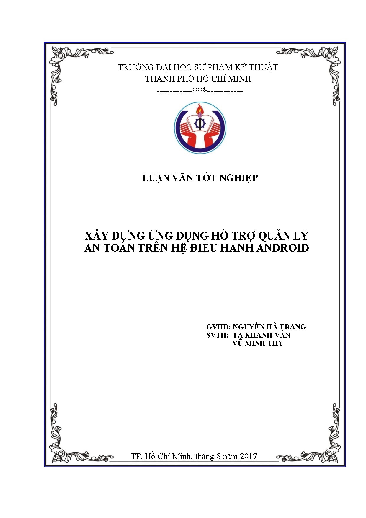 Đồ án tốt nghiệp - Xây dựng ứng dụng hỗ trợ quản lý an toàn trên hệ điều hành Android