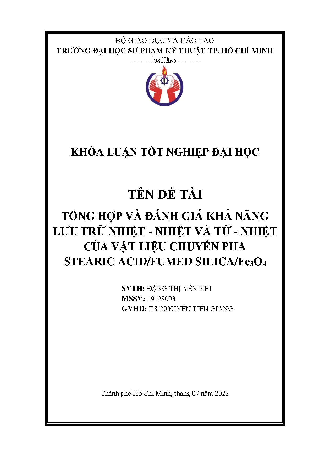 Đồ án tốt nghiệp - Tổng hợp và đánh giá khả năng lưu trữ nhiệt - nhiệt và từ - nhiệt của vật LCPSAS
