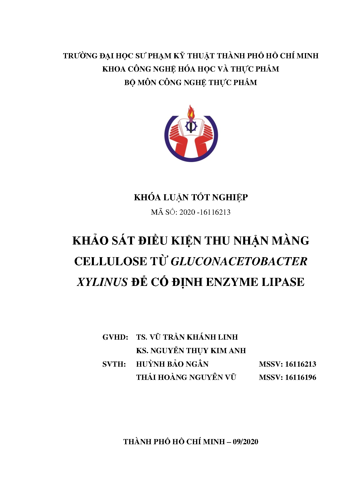 Đồ án tốt nghiệp - Khảo sát điều kiện thu nhận màng Cellulose từ Gluconacetobacter Xylinus để cố ĐEL