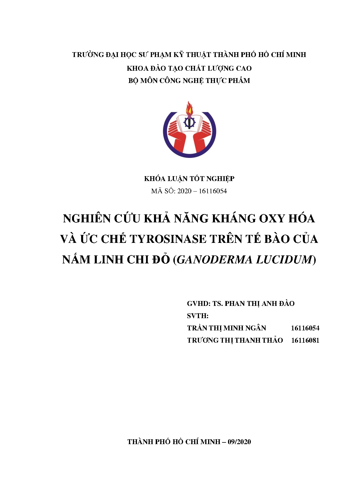 Đồ án tốt nghiệp - Nghiên cứu khả năng kháng oxy hóa và ức chế Tyrosinase trên tế bào của NLCĐ ( L