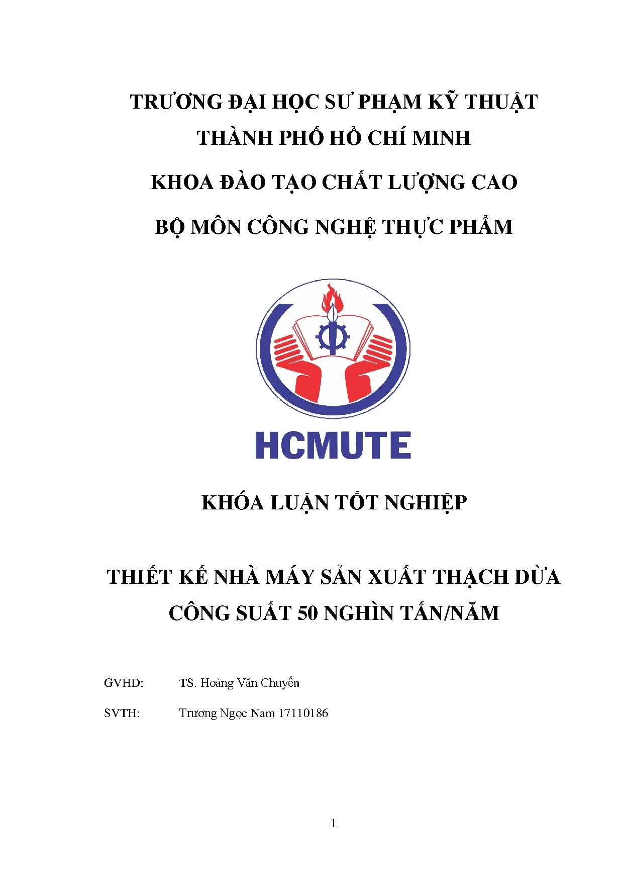 Đồ án tốt nghiệp - Thiết kế nhà máy sản xuất thạch dừa công suất 50 nghìn tấn/ năm