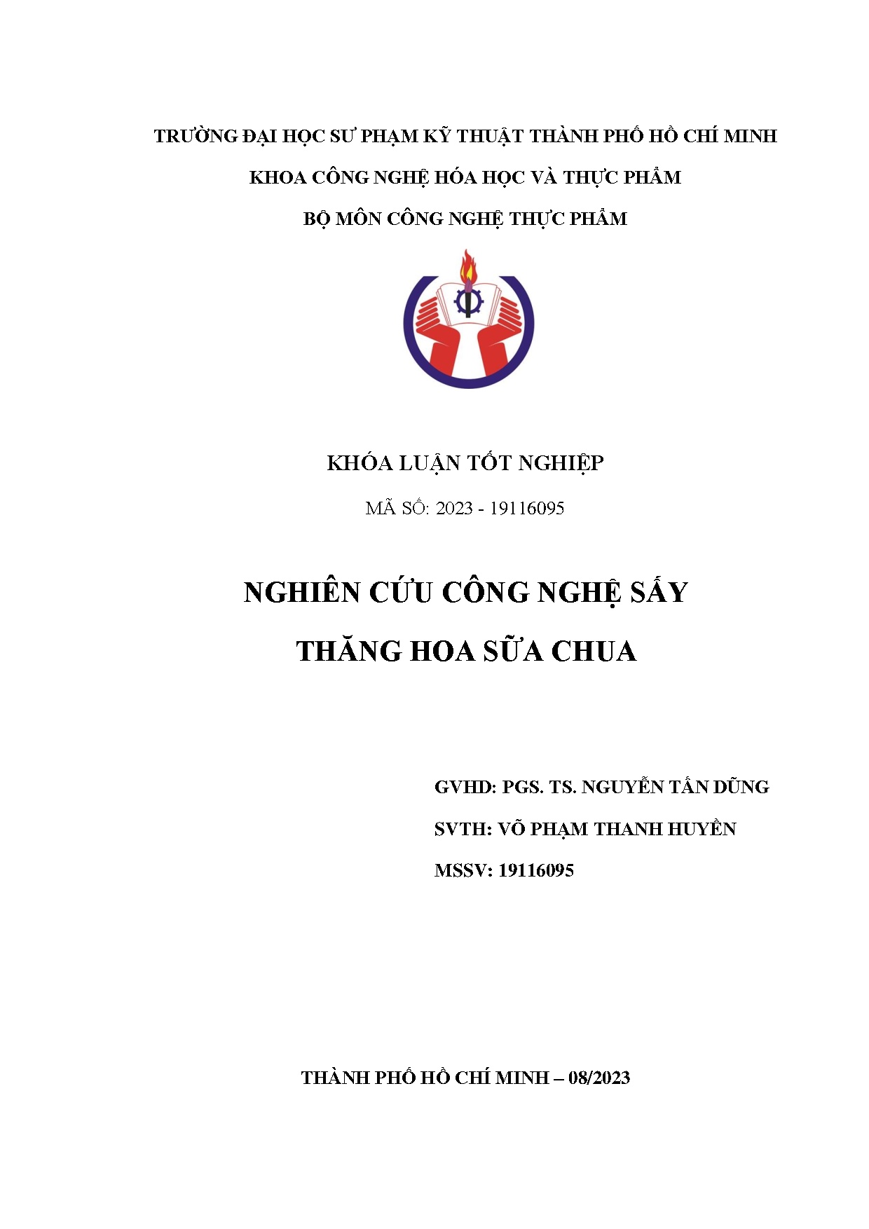 Đồ án tốt nghiệp - Nghiên cứu công nghệ sấy thăng hoa sữa chua