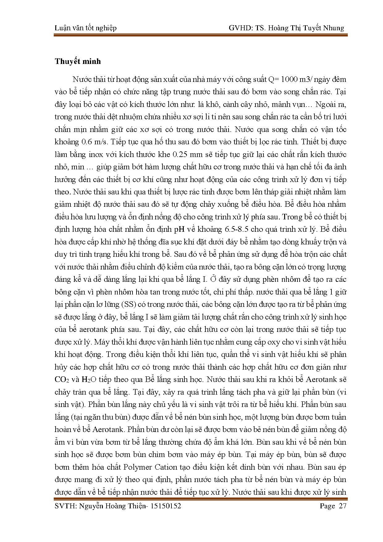 Đồ án tốt nghiệp - Thiết kế công trình xử lý nước thải dệt nhuộm công ty Thuận Phương Long ACS 1 MĐ - Trang 32
