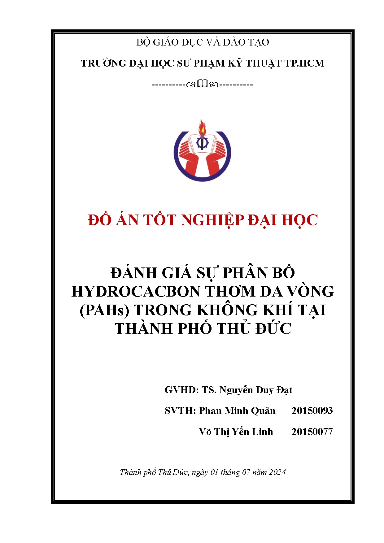 Đồ án tốt nghiệp - Đánh giá sự phân bố Hydrocacbon thơm đa vòng (PAHs) trong không khí tại Thành PTĐ