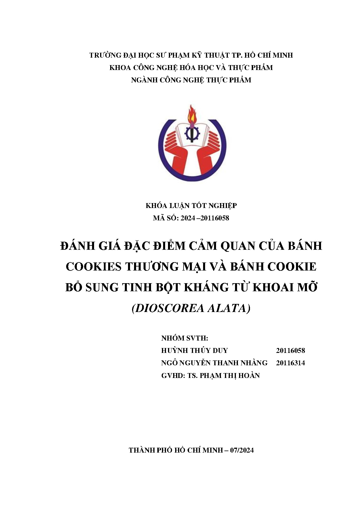 Đồ án tốt nghiệp - Đánh giá đặc điểm cảm quan của bánh cookies thương mại và bánh CBSTBKTKM ( A