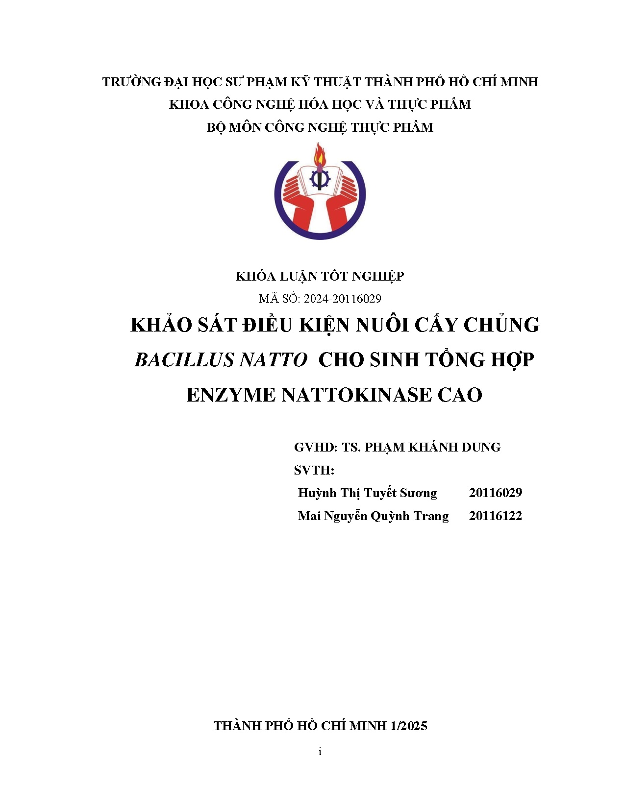 Đồ án tốt nghiệp - Khảo sát điều kiện nuôi cấy chủng Bacillus Natto cho sinh tổng hợp Enzyme NC