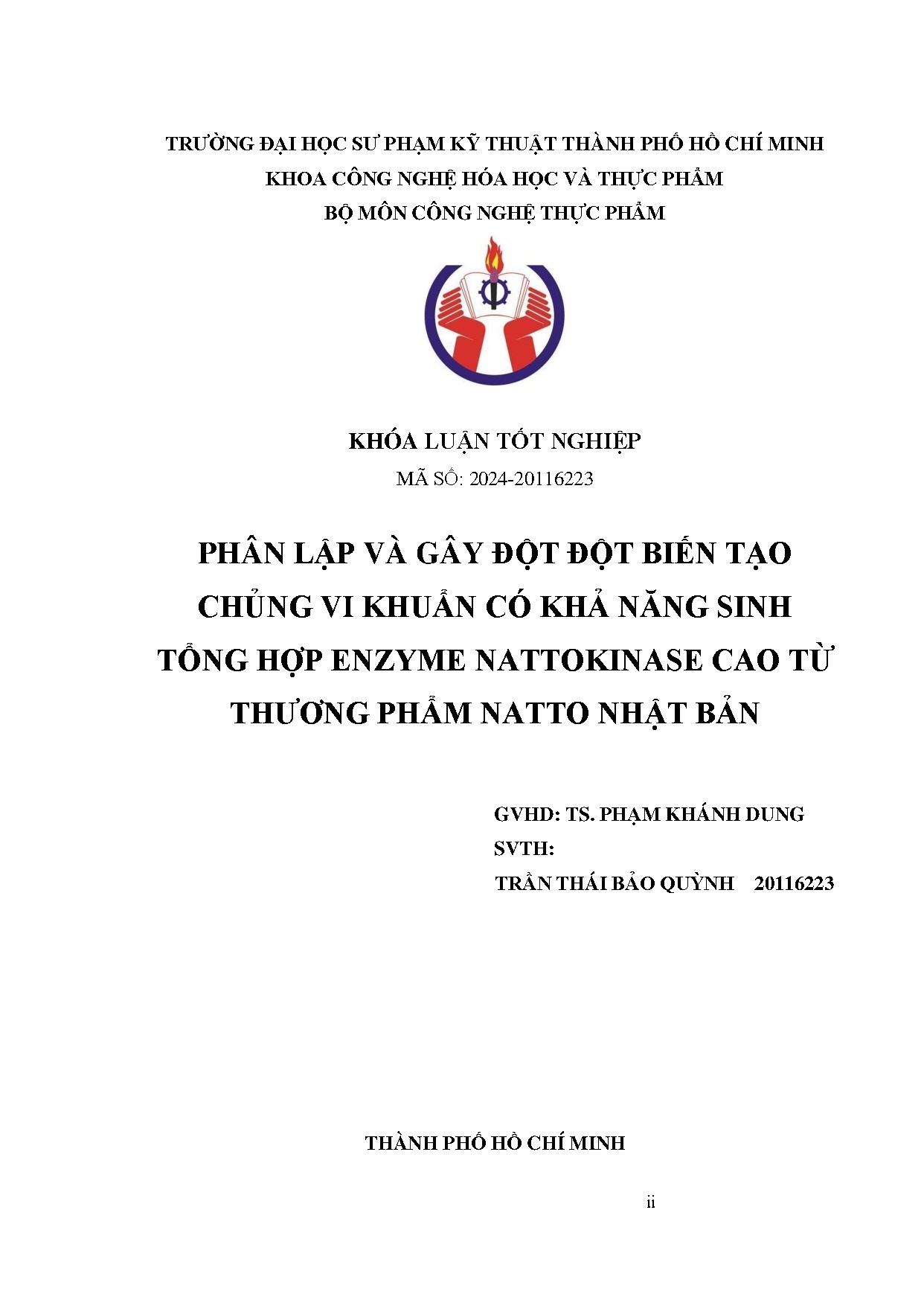 Đồ án tốt nghiệp - Phân lập và gây đột biến tạo chủng vi khuẩn có khả năng sinh tổng hợp ENCTTPNNB
