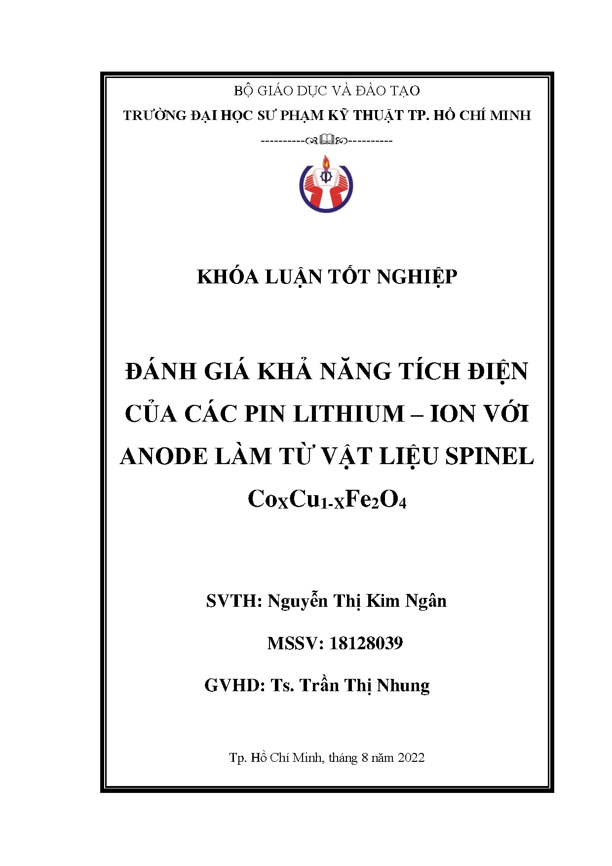 Đồ án tốt nghiệp - Đánh giá khả năng tích điện của các pin Lithium-Ion với Anode làm từ vật liệu SC