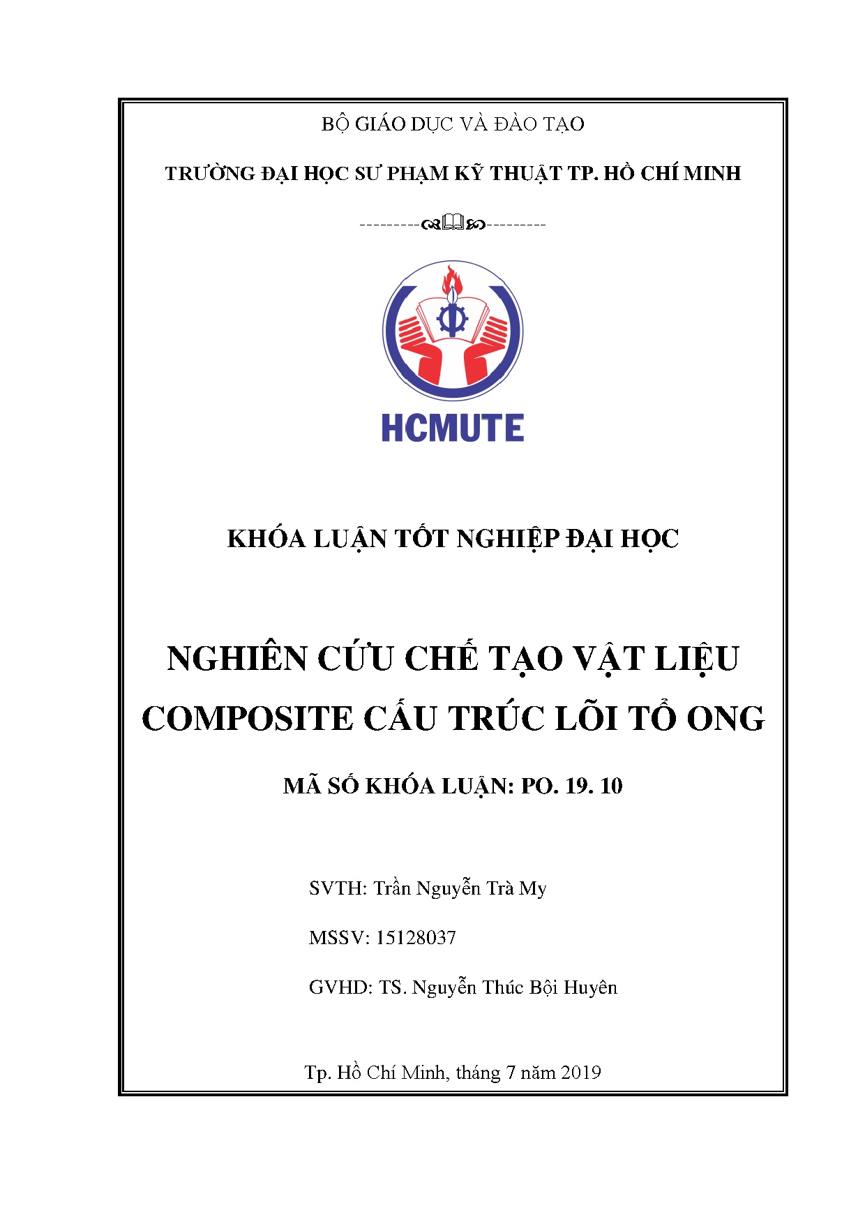 Đồ án tốt nghiệp - Nghiên cứu chế tạo vật liệu Composite cấu trúc lõi tổ ong