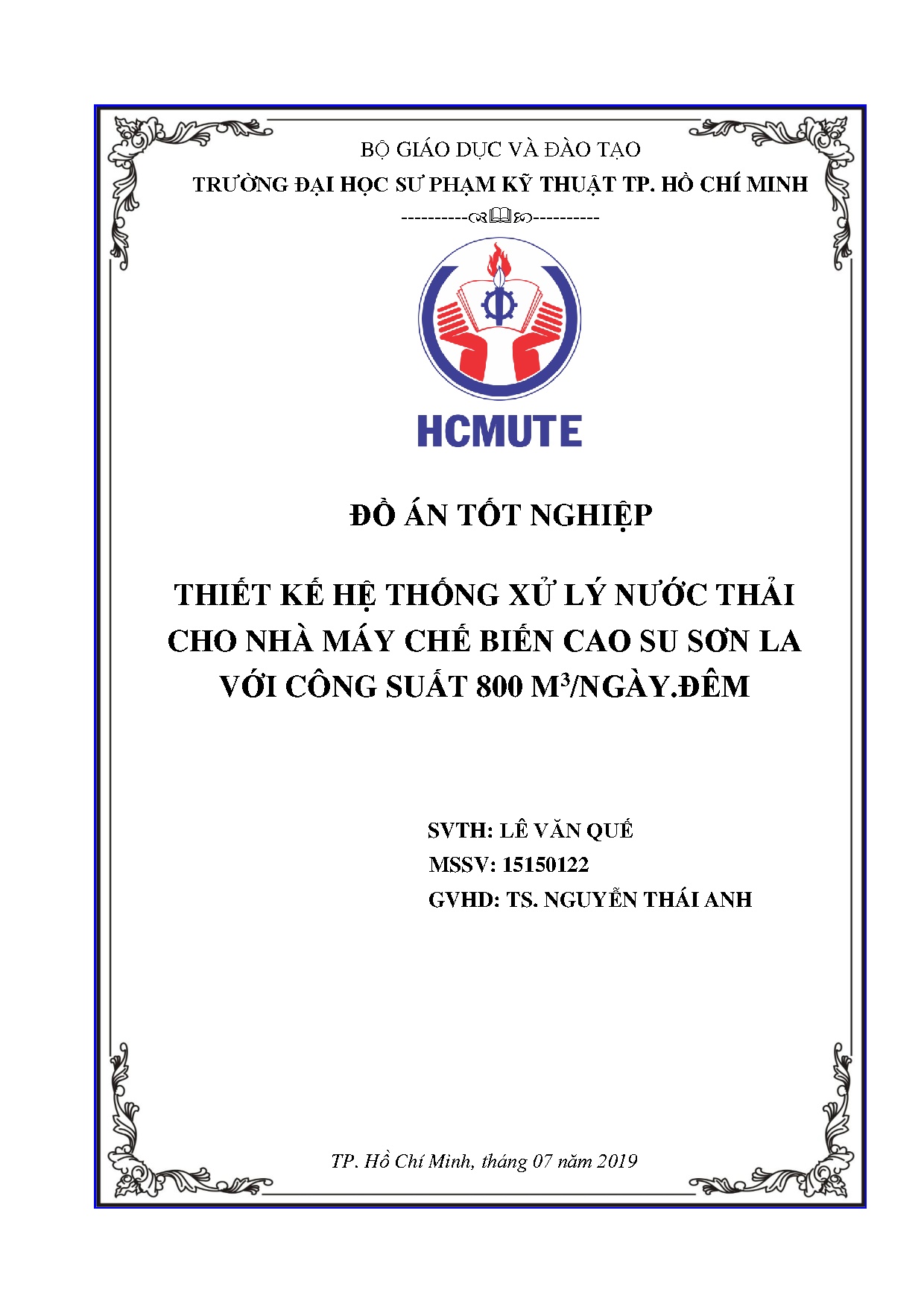 Đồ án tốt nghiệp - Thiết kế hệ thống xử lý nước thải cho nhà máy chế biến cao su Sơn La với CS 8 MĐ