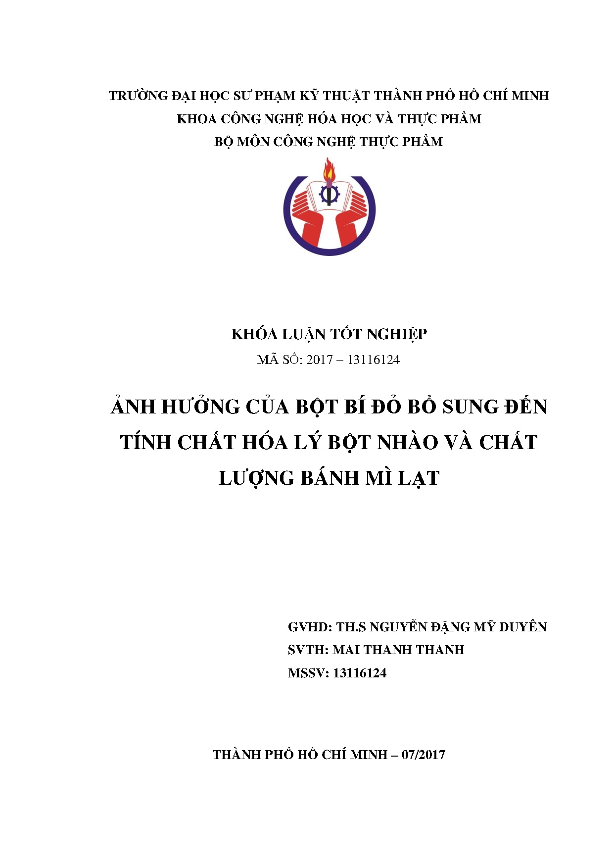 Đồ án tốt nghiệp - Ảnh hưởng của bột bí đỏ bổ sung đến tính chất hóa lý bột nhào và chất lượng BML