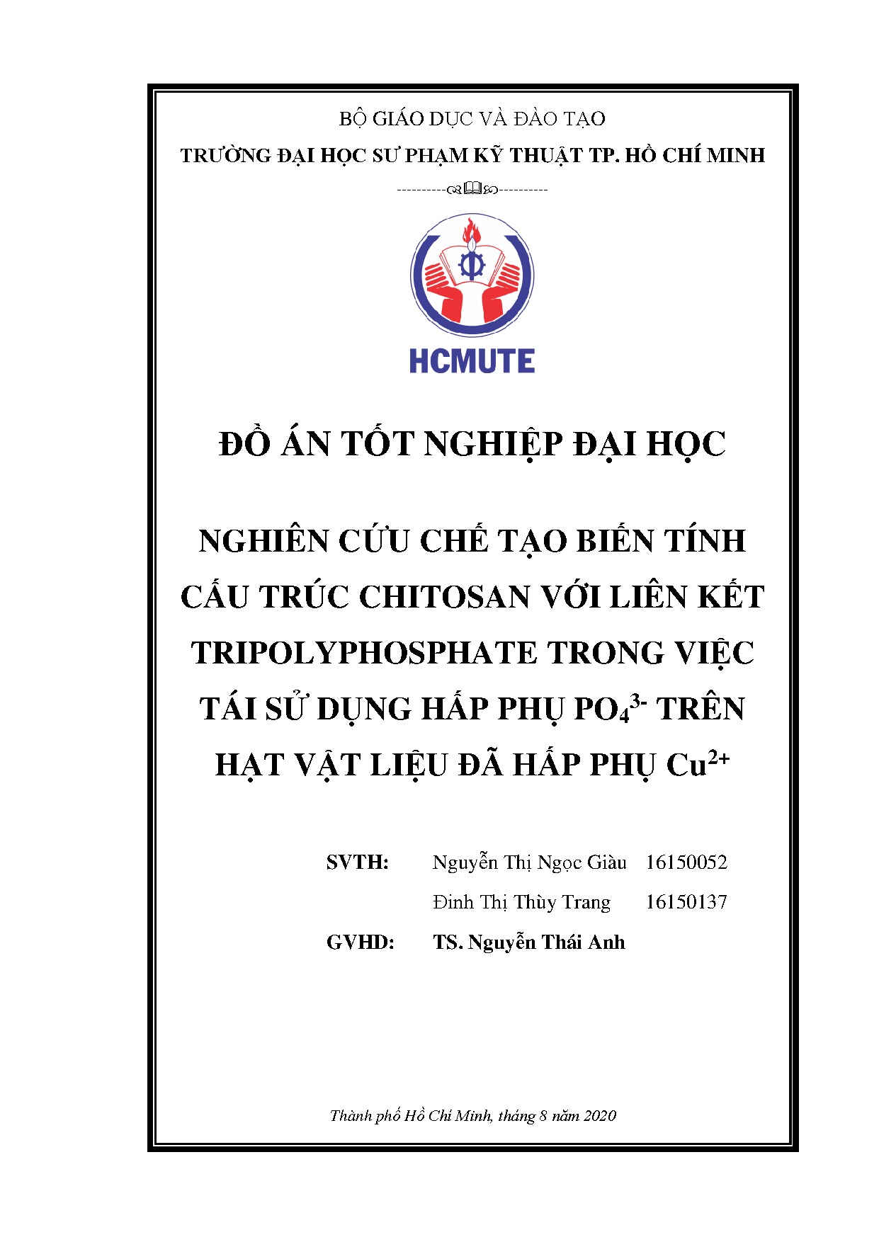 Đồ án tốt nghiệp - Nghiên cứu chế tạo biến tính cấu trúc Chitosan với liên kết TTVTSDHTP .