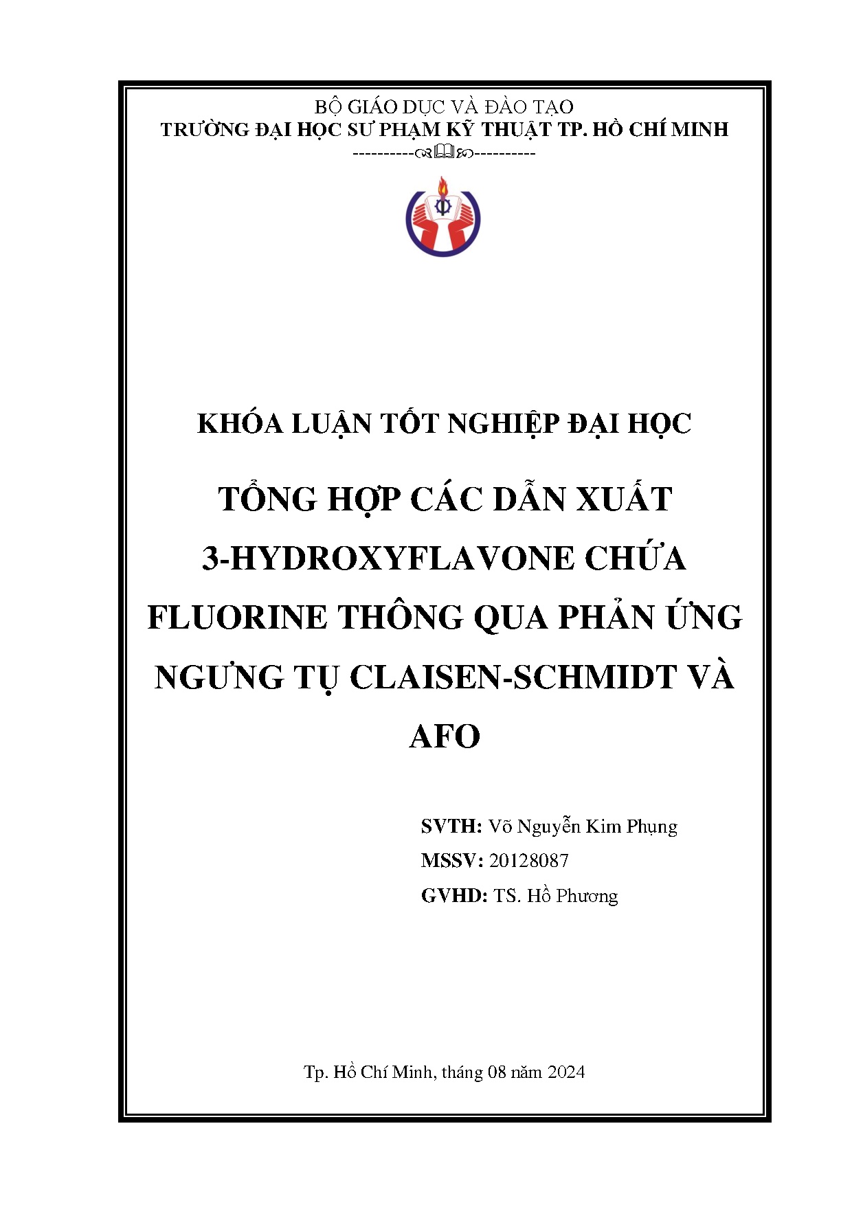 Đồ án tốt nghiệp - Tổng hợp các dẫn xuất 3- Hydroxyflavone chứa Fluorine thông qua phản ứng NTCSVA