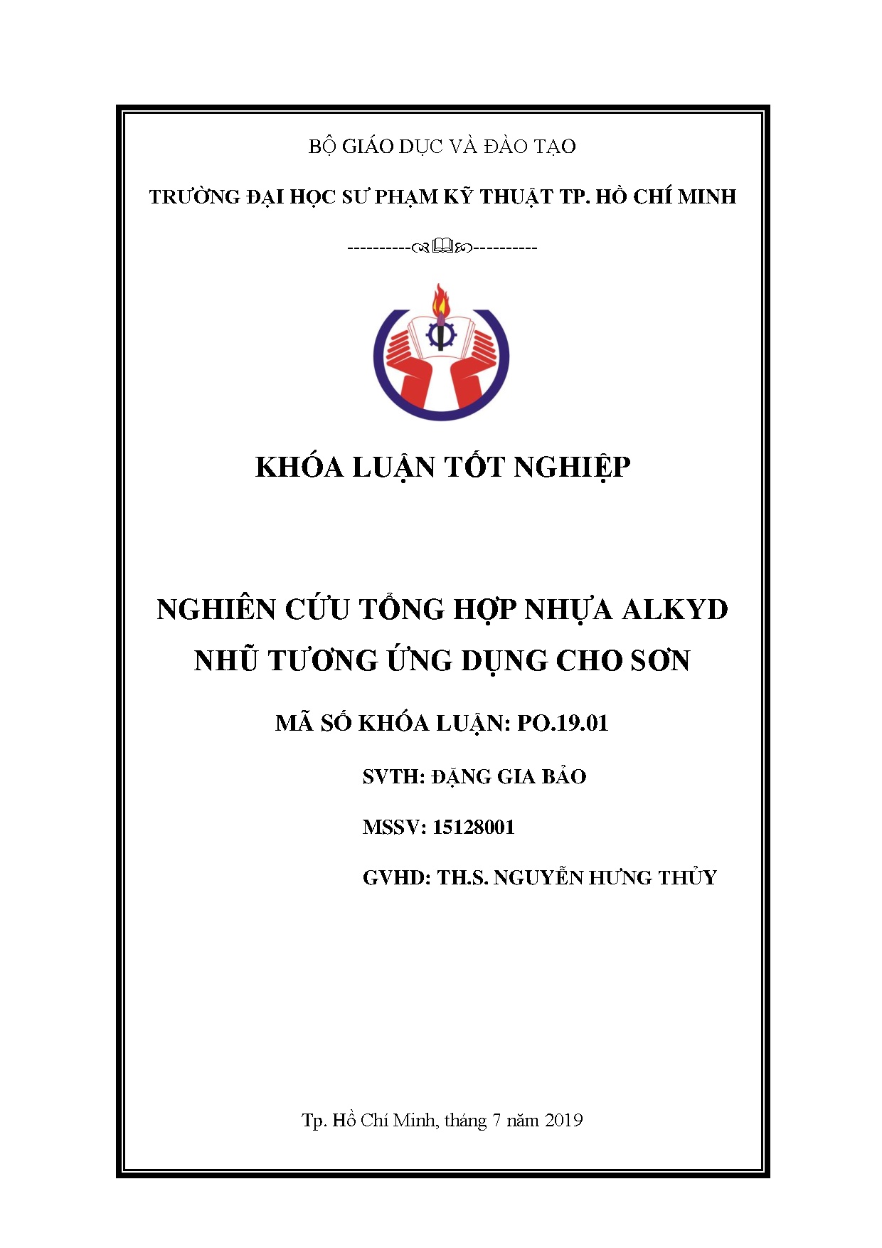 Đồ án tốt nghiệp - Nghiên cứu tổng hợp nhựa Alkyd nhũ tương ứng dụng cho sơn
