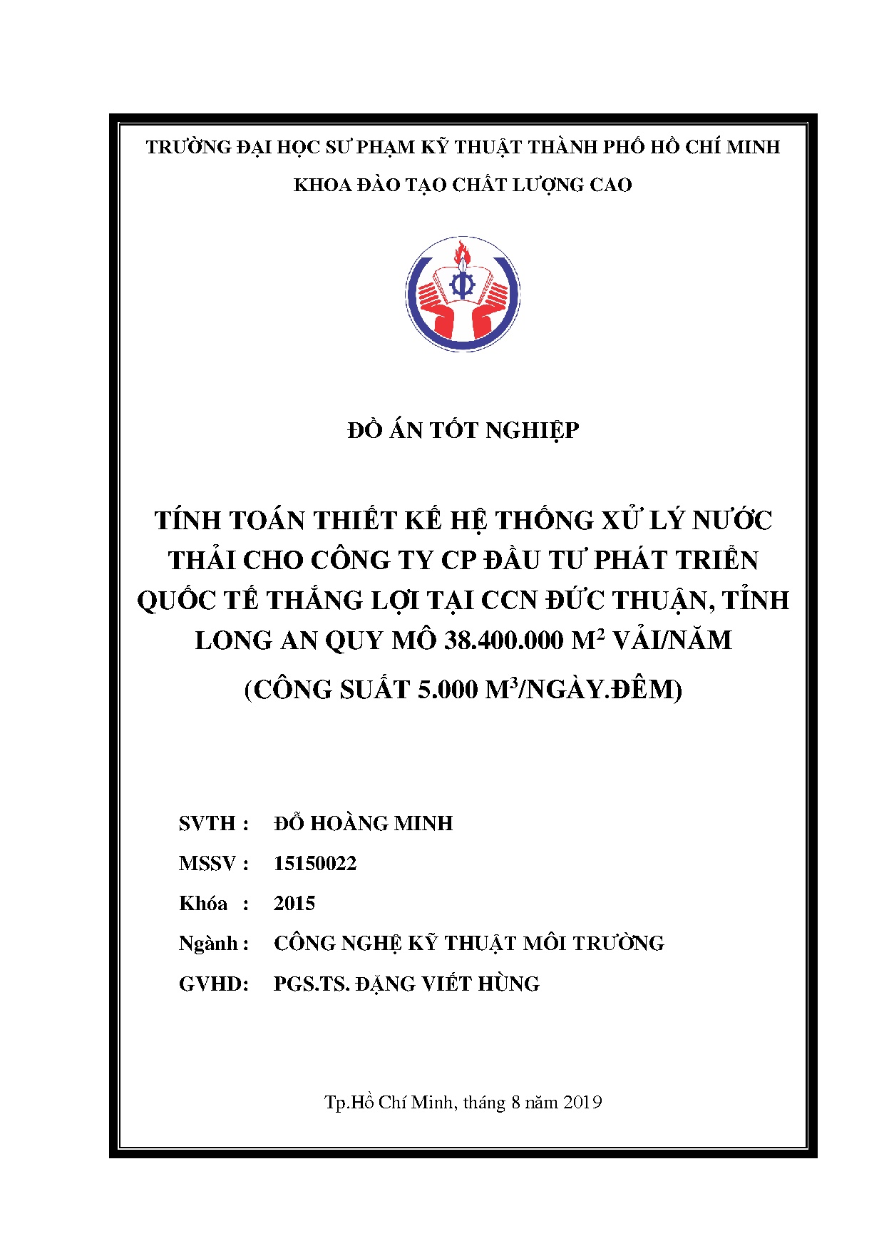 Đồ án tốt nghiệp - Tính toán thiết kế hệ thống xử lý nước thải cho Công ty CP ĐTPTQTTLTCĐTTLAQM 3 V