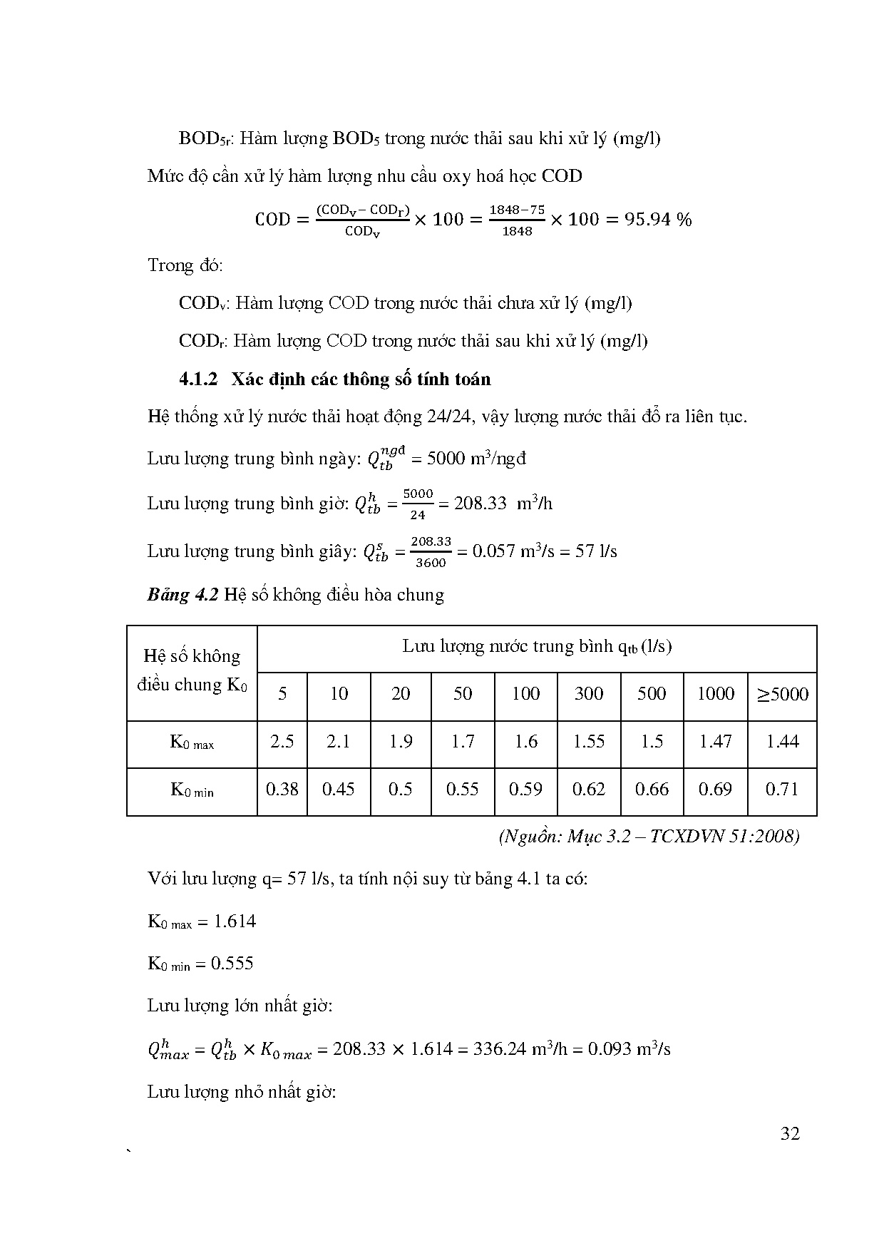 Đồ án tốt nghiệp - Tính toán thiết kế hệ thống xử lý nước thải cho Công ty CP ĐTPTQTTLTCĐTTLAQM 3 V - Trang 44
