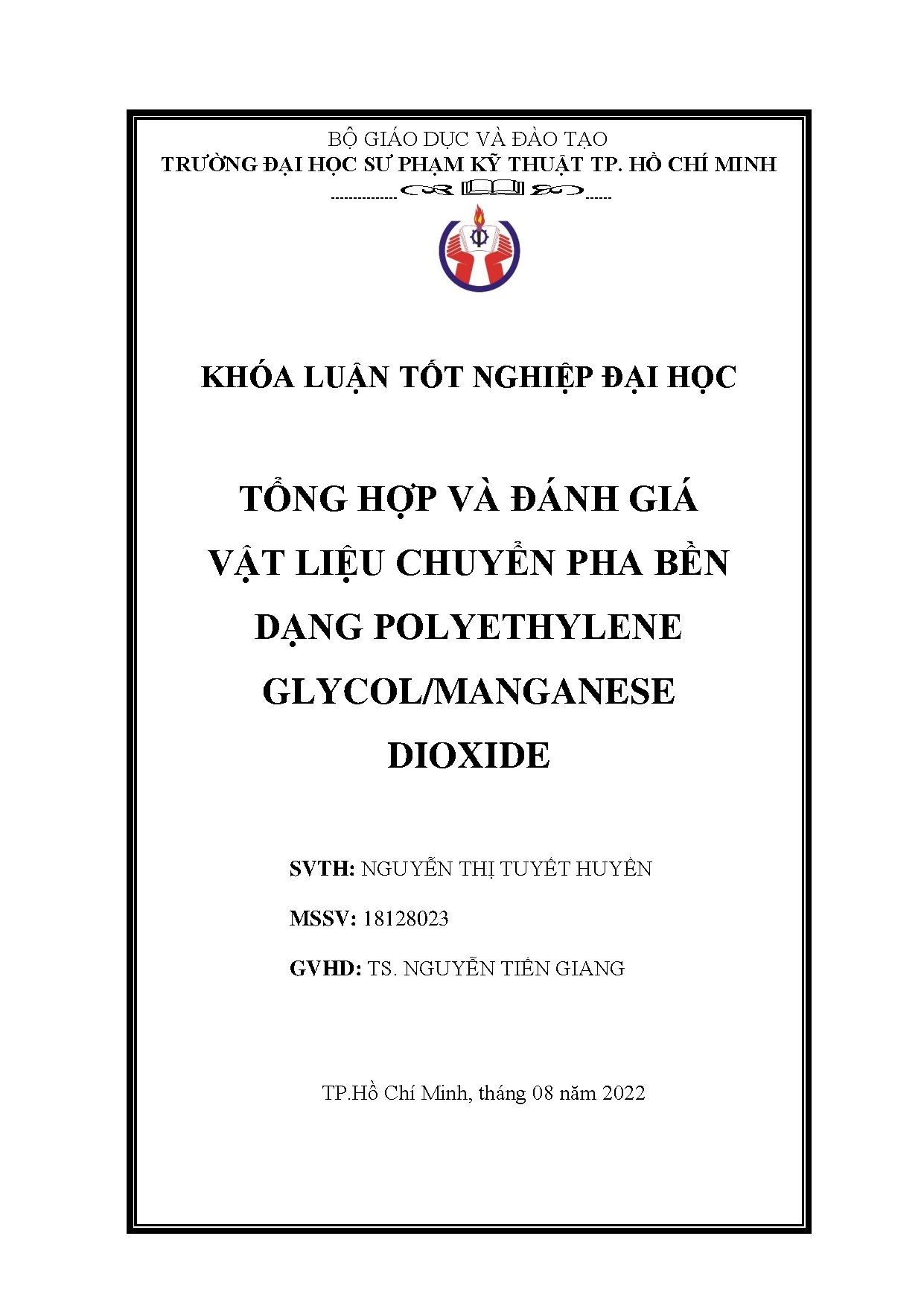 Đồ án tốt nghiệp - Tổng hợp và đánh giá vật liệu chuyển pha bền dạng Polyethylene Glycol/Manganese D