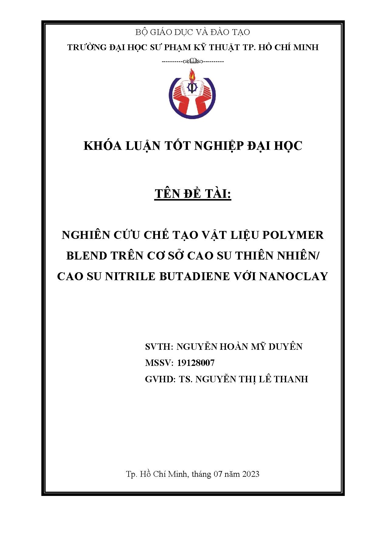 Đồ án tốt nghiệp - Nghiên cứu chế tạo vật liệu polymer blend trên cơ sở cao su thiên nhiên/ CSNBVN