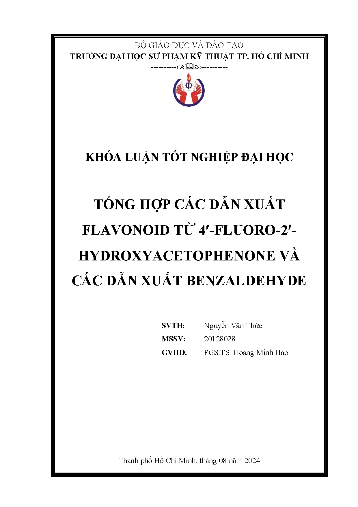 Đồ án tốt nghiệp - Tổng hợp các dẫn xuất Flavonoid từ 4-Fluoro-2-Hydroxyacetophenone và các dẫn XB