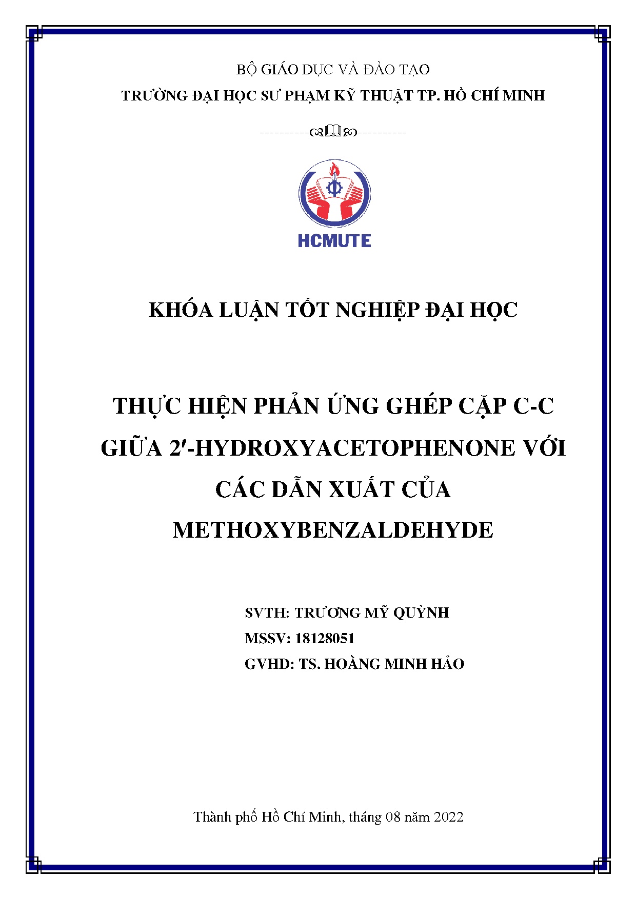 Đồ án tốt nghiệp - Thực hiện phản ứng ghép cặp C-C giữa 2 - Hydroxyacetophenone với các dẫn xuất CM