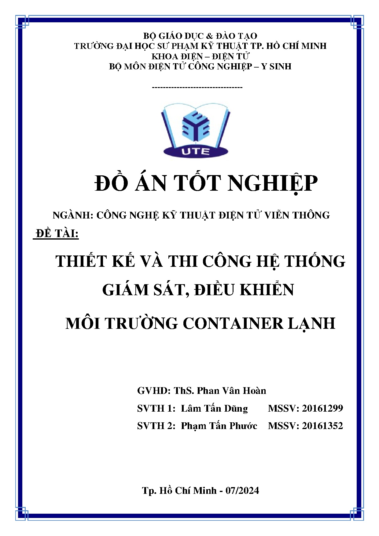 Đồ án tốt nghiệp - Thiết kế và thi công hệ thống giám sát, điều khiển môi trường container lạnh